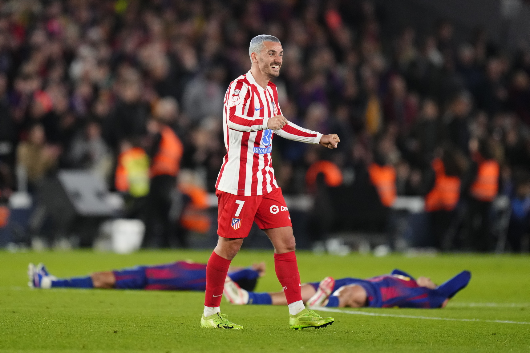 Antoine Griezmann celebra la clasificación de su equipo a la final de la Copa del Rey.
