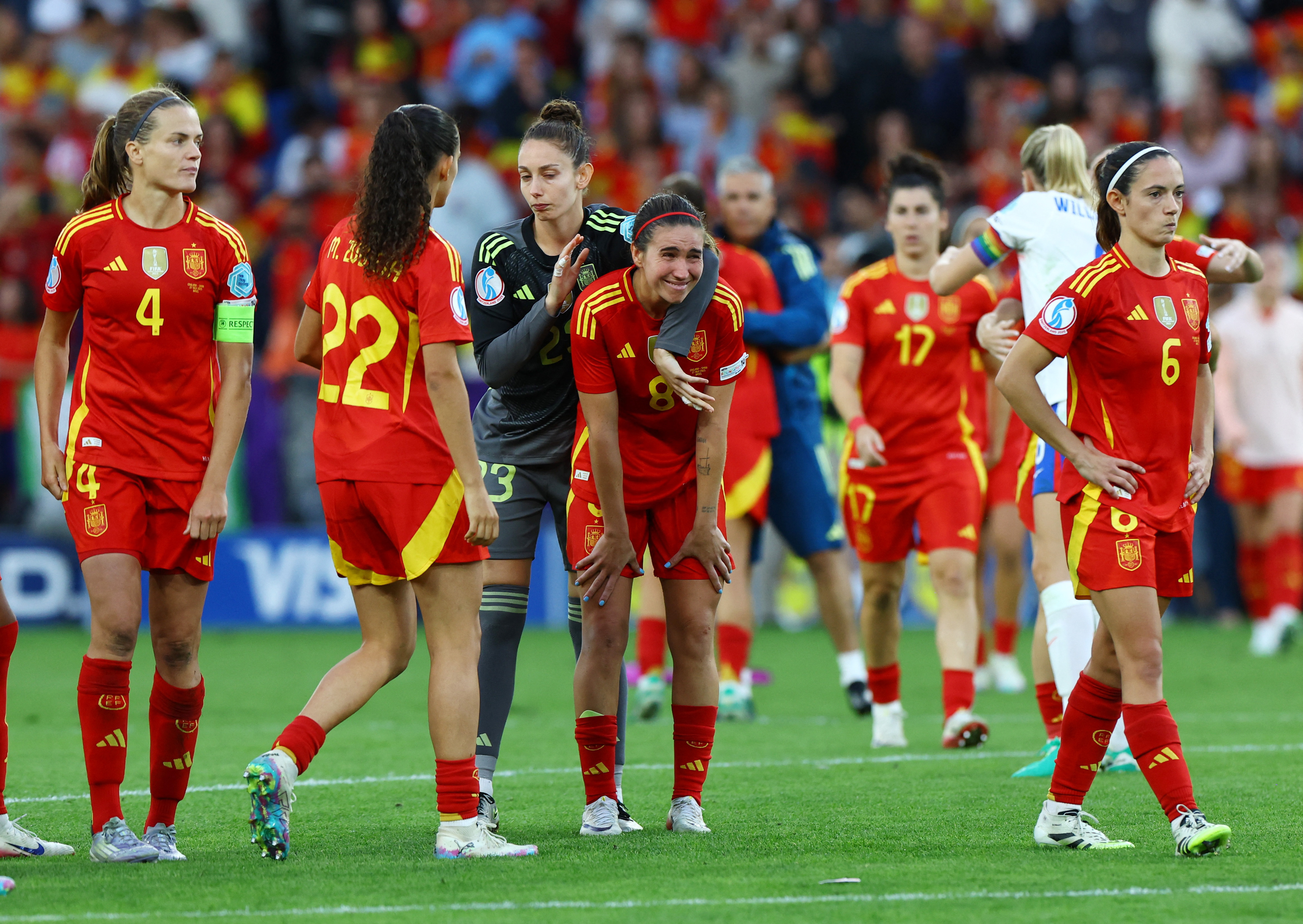 Soccer Football - UEFA Women's Euro 2025 - Final - England v Spain - St. Jakob-Park, Basel, Switzerland - July 27, 2025 Spain's Mariona Caldentey looks dejected after the match REUTERS/Bernadett Szabo
