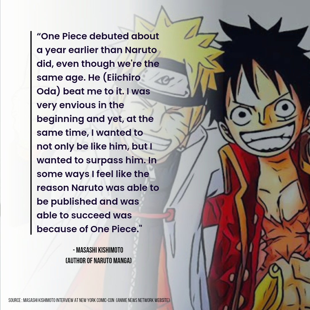 Naruto creator admits the anime was a success because of One Piece