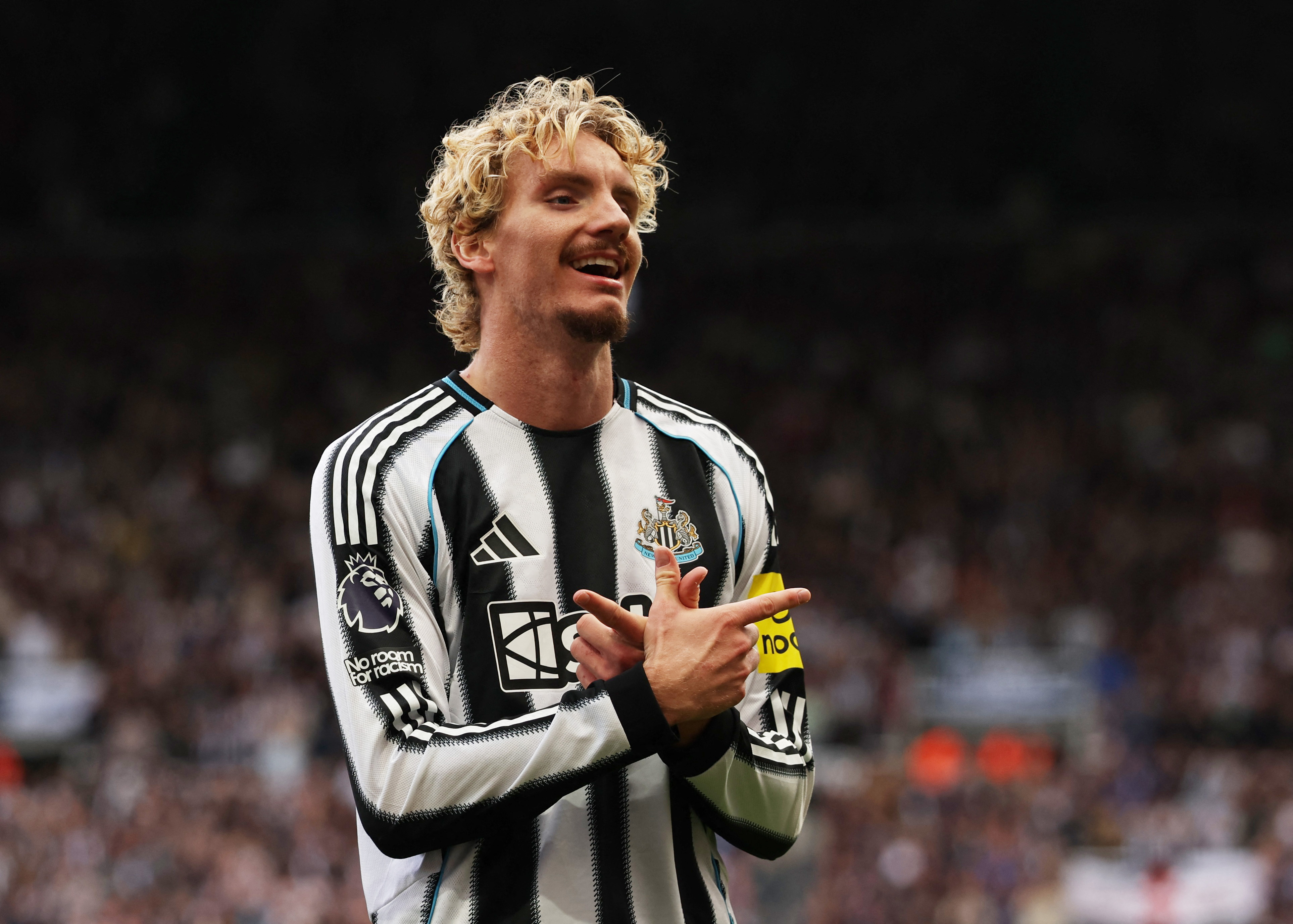 Soccer Football - Premier League - Newcastle United v Wolverhampton Wanderers - St James' Park, Newcastle, Britain - September 13, 2025 Newcastle United's Nick Woltemade celebrates scoring their first goal REUTERS/Scott Heppell EDITORIAL USE ONLY. NO USE WITH UNAUTHORIZED AUDIO, VIDEO, DATA, FIXTURE LISTS, CLUB/LEAGUE LOGOS OR 'LIVE' SERVICES. ONLINE IN-MATCH USE LIMITED TO 120 IMAGES, NO VIDEO EMULATION. NO USE IN BETTING, GAMES OR SINGLE CLUB/LEAGUE/PLAYER PUBLICATIONS. PLEASE CONTACT YOUR ACCOUNT REPRESENTATIVE FOR FURTHER DETAILS..