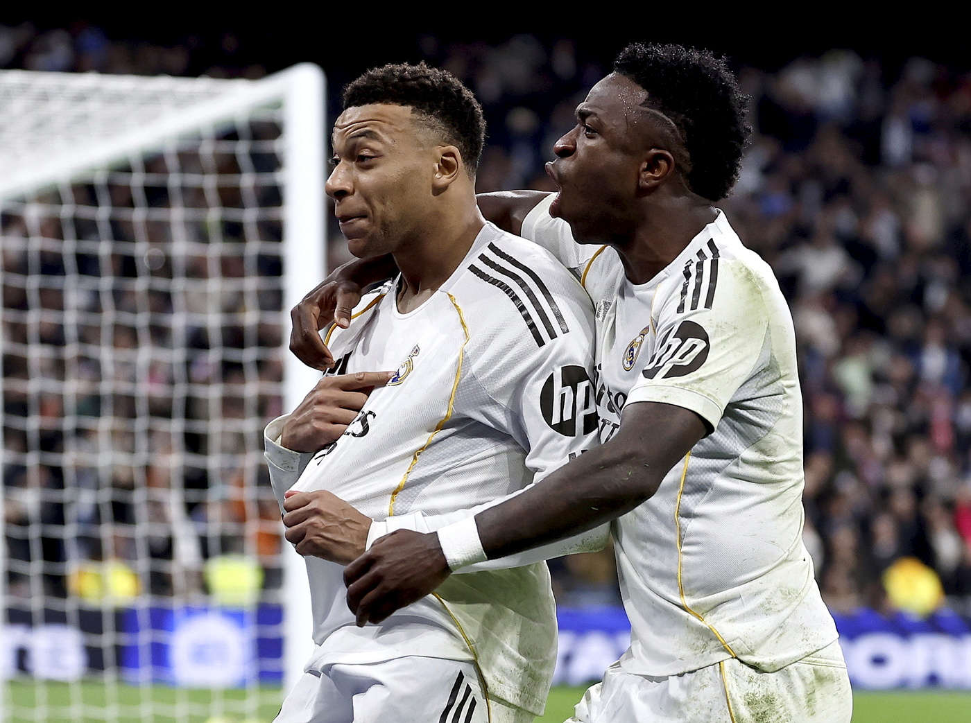 01/02/26 PARTIDO PRIMERA DIVISION REAL MADRID - RAYO VALLECANO ALEGRIA GOL PENALTI 2-1 KYLIAN MBAPPE 