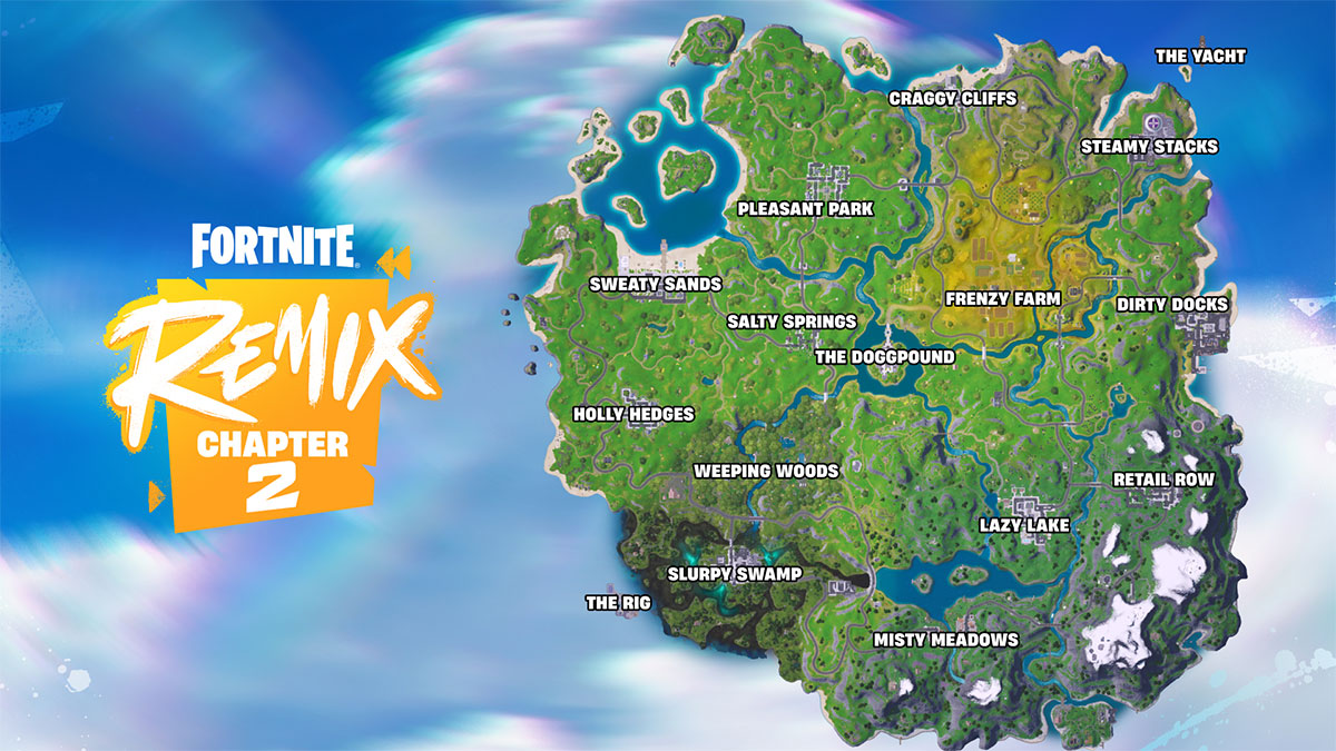 This is the new map of Fortnite Remix Chapter 2: all the new areas 