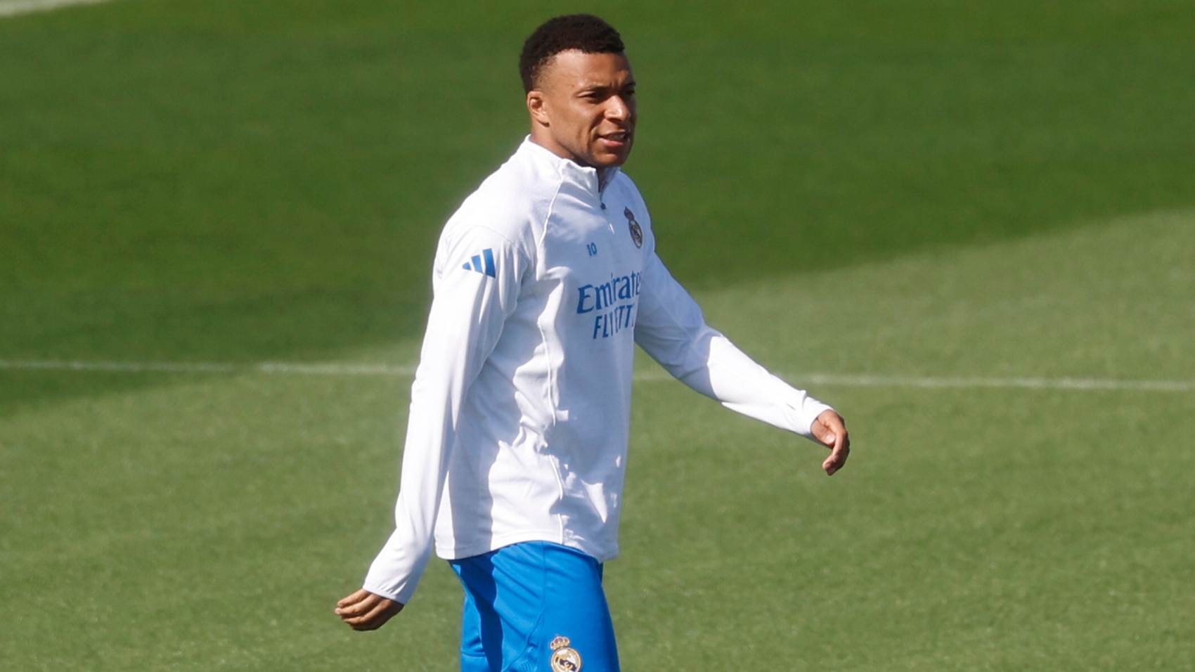 Kylian Mbappé durante el entrenamiento de esta mañana. 