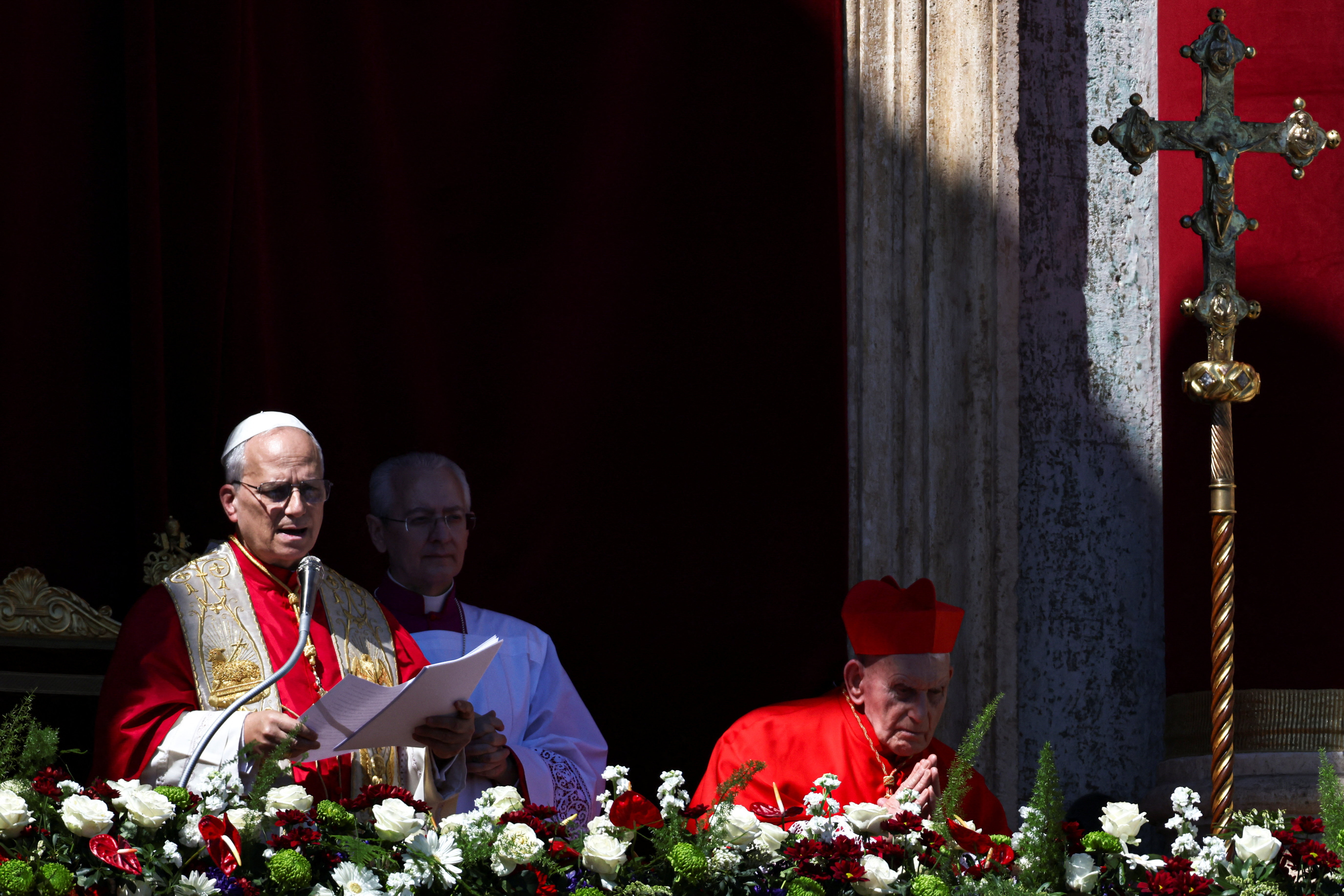 Pope Leo XIV delivers his Urbi et Orbi (To the city and the world) message from the main balcony of St. Peter's Basilica on Easter Sunday at the Vatican, April 5, 2026. REUTERS/Matteo Minnella