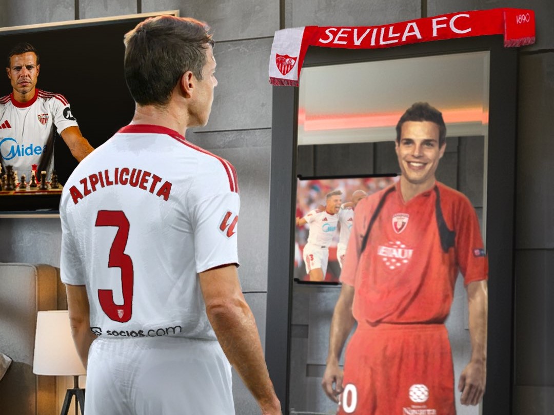 Azpilicueta, en el bonito cartel preparado por el Sevilla para su duelo ante Osasuna.
