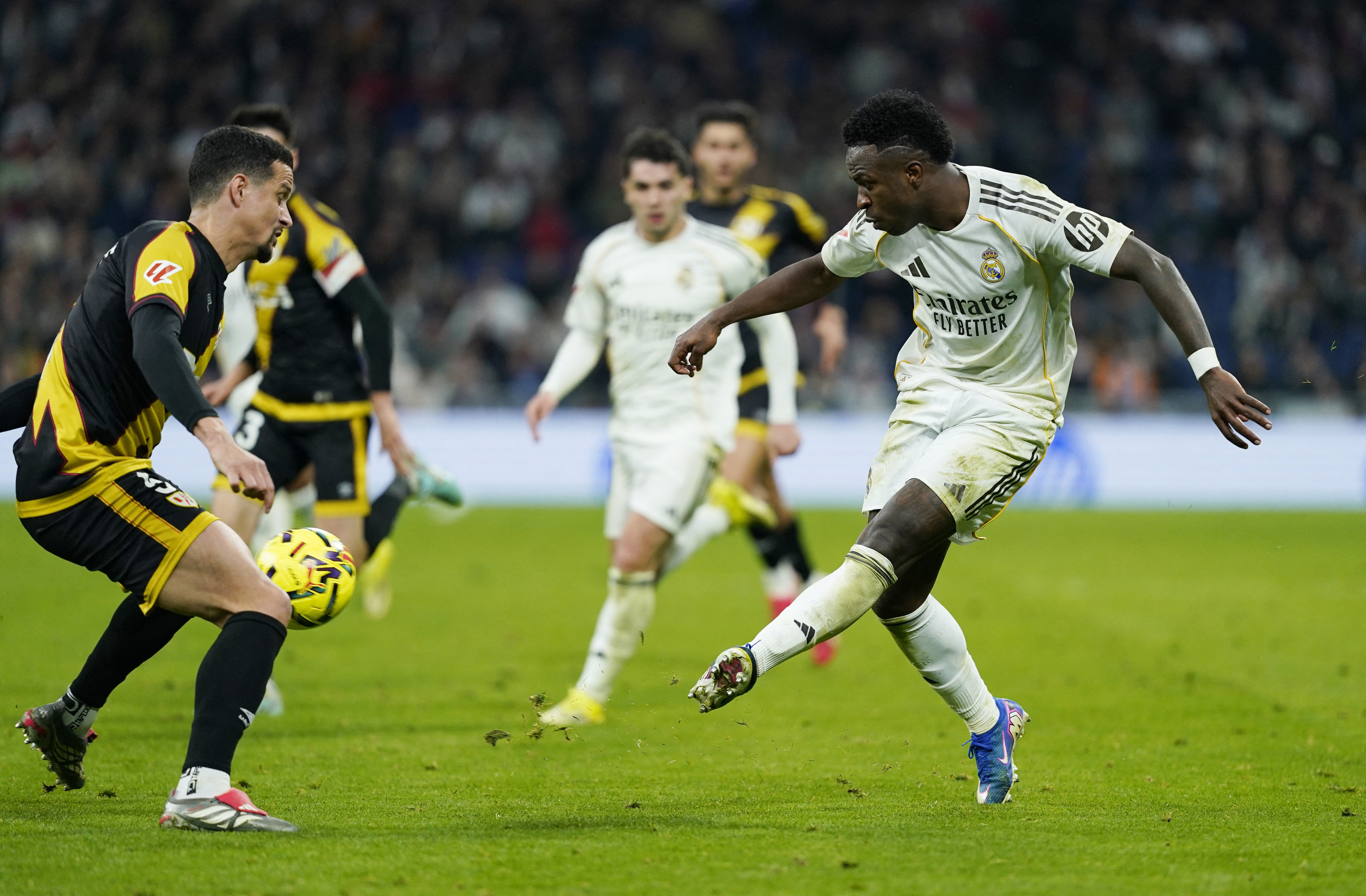 Soccer Football - LaLiga - Real Madrid v Rayo Vallecano - Santiago Bernabeu, Madrid, Spain - February 1, 2026 Real Madrid's Vinicius Junior in action REUTERS/Ana Beltran