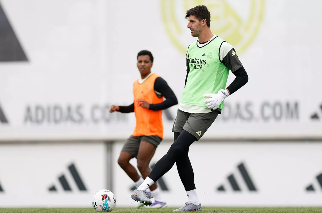 Courtois, el 10 de septiembre, entrenando en Valdebebas.