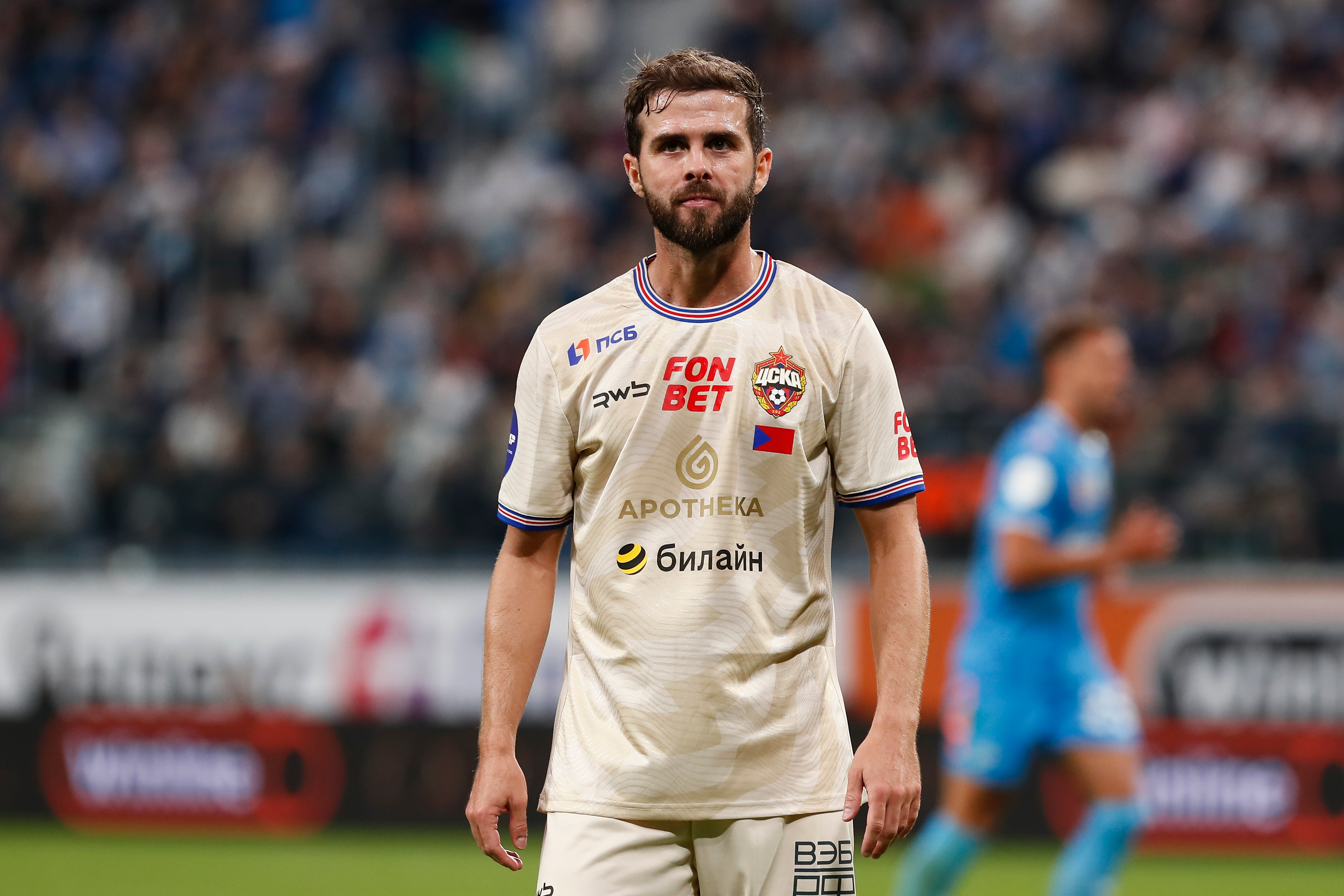 Miralem Pjanic of CSKA Moscow looks on during the Russian Premier League match between FC Zenit Saint Petersburg and PFC CSKA Moscow on March 1, 2025 at Gazprom Arena in Saint Petersburg, Russia. (Photo by Mike Kireev/NurPhoto via Getty Images)
