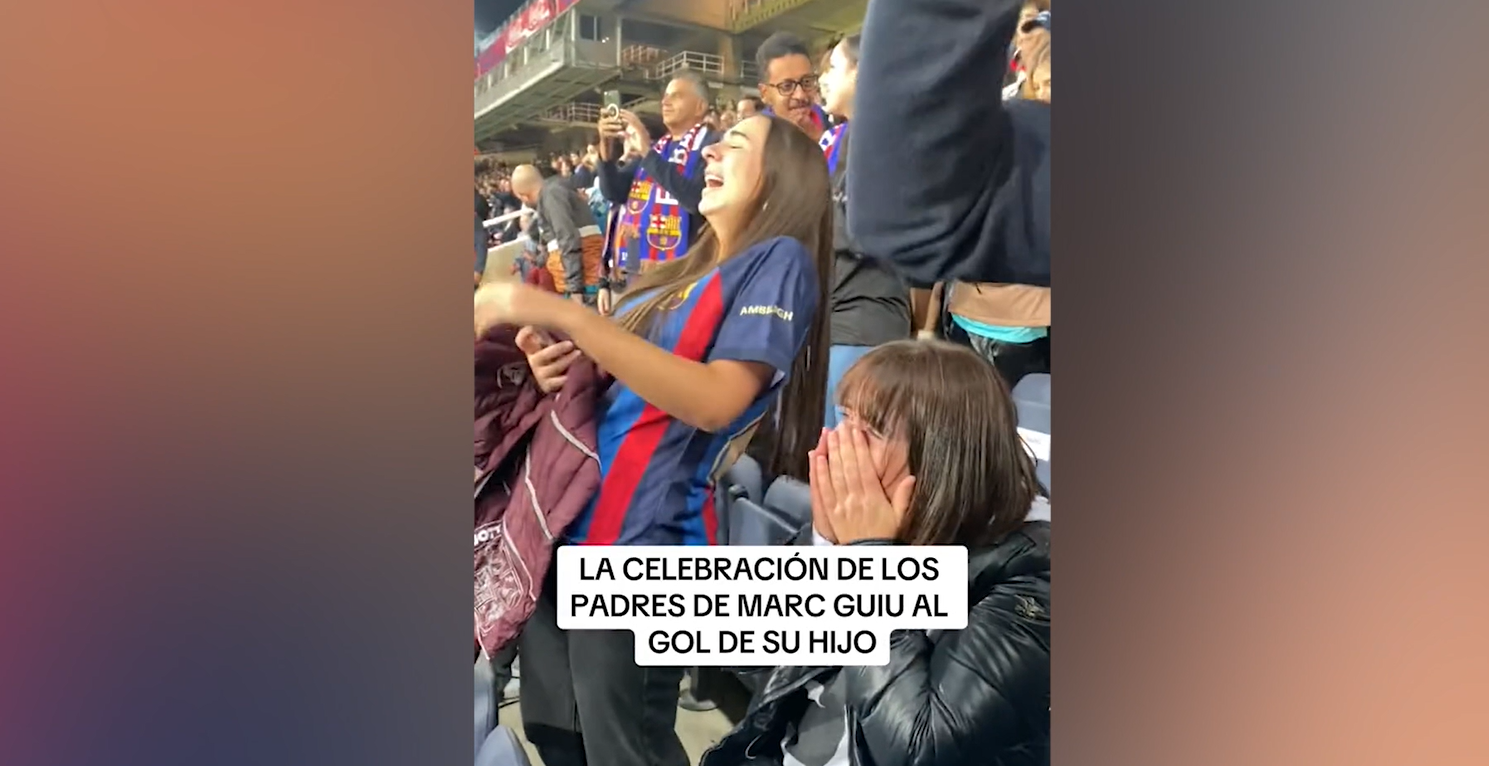 Debuta con 17 años con el Barça y a los 34″ salva al equipo: la reacción de los padres de Marc Guiu en la grada es oro
