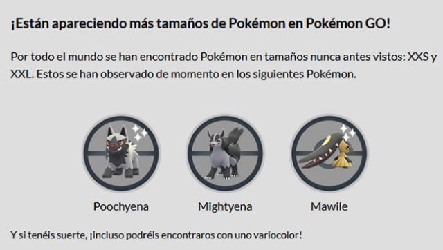 Llegan los Pokémon XXL y XXS a Pokémon GO: así son los nuevos tamaños  diminuto y extragrande - Meristation