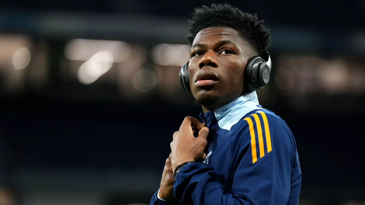 Tchouameni, antes de un partido con el Real Madrid.
