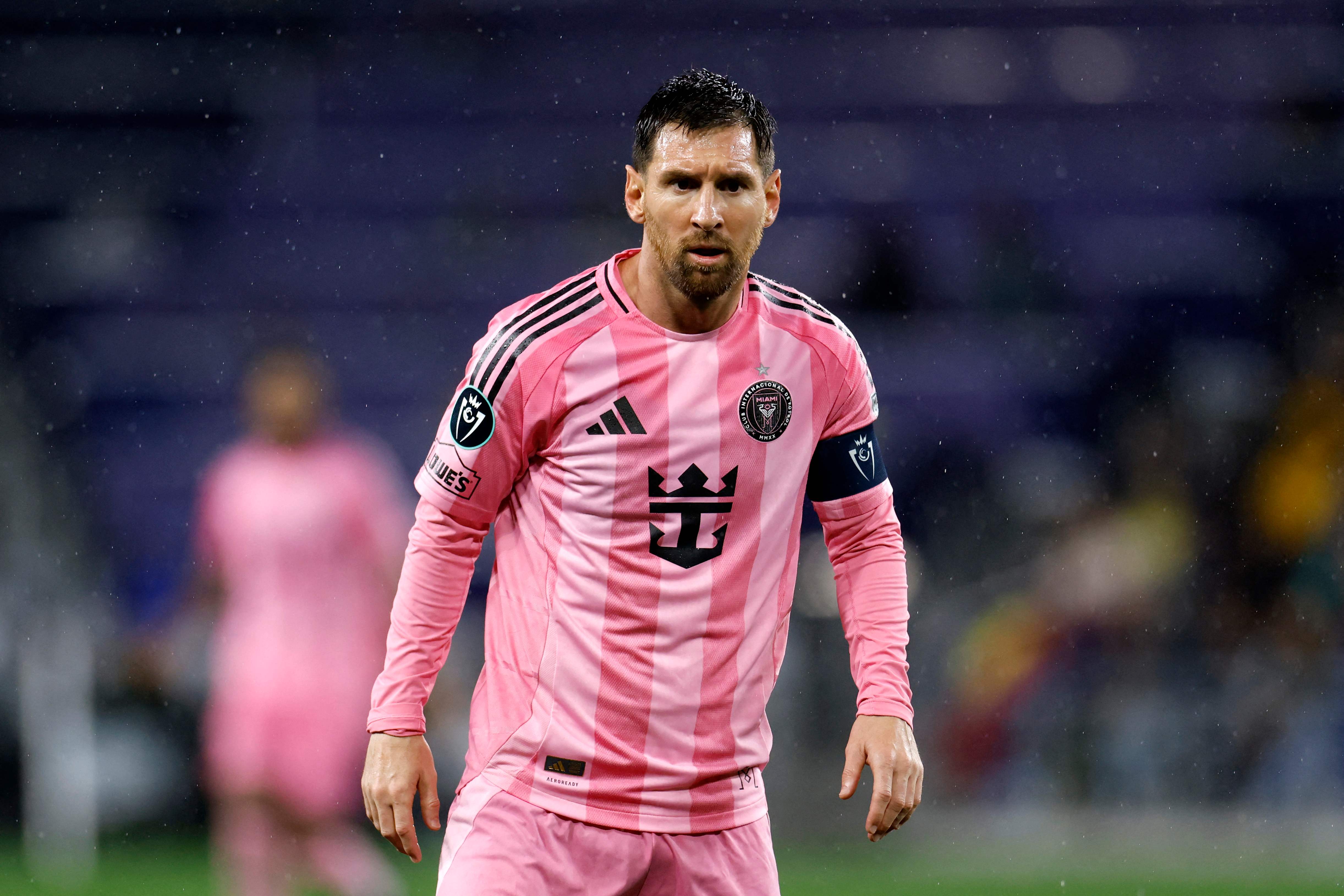 NASHVILLE, TENNESSEE - MARCH 11: Lionel Messi #10 of Inter Miami CF looks on during the CONCACAF Champions Cup 2026 match between Nashville SC and Inter Miami CF at GEODIS Park on March 11, 2026 in Nashville, Tennessee.   Johnnie Izquierdo/Getty Images/AFP (Photo by Johnnie Izquierdo / GETTY IMAGES NORTH AMERICA / Getty Images via AFP)