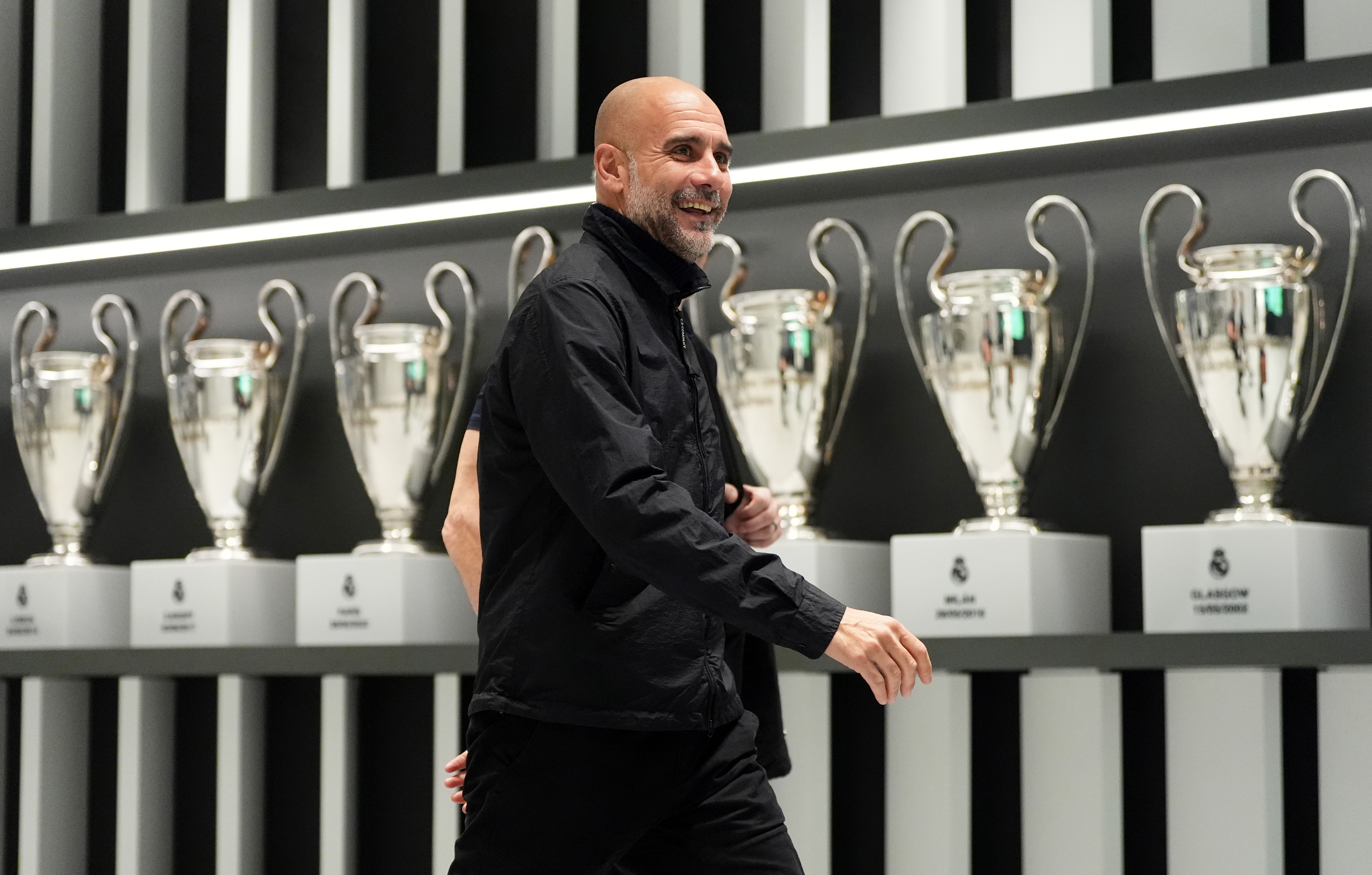 MADRID, SPAIN - DECEMBER 10: Pep Guardiola, Manager of Manchester City, arrives at the stadium prior to the UEFA Champions League 2025/26 League Phase MD6 match between Real Madrid C.F. and Manchester City at Estadio Santiago Bernabeu on December 10, 2025 in Madrid, Spain. (Photo by Angel Martinez - UEFA/UEFA via Getty Images)