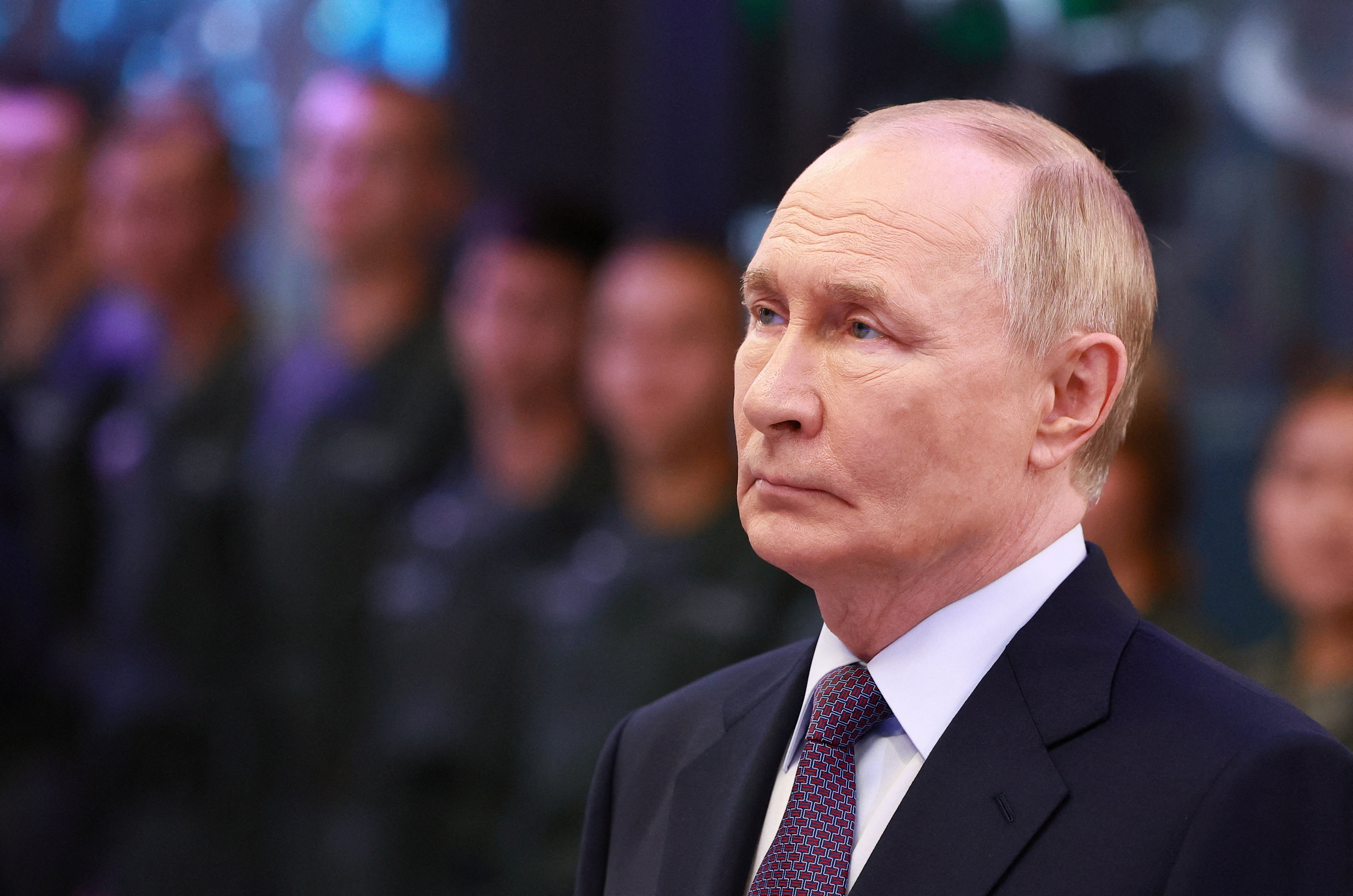 Russian President Vladimir Putin visits an interactive exhibition, which is dedicated to the 155th Separate Guards Orders of Zhukov and Suvorov Marine Brigade awarded with Kursk designation, in Vladivostok, Russia, September 4, 2025. Sputnik/Vladimir Smirnov/Pool via REUTERS ATTENTION EDITORS - THIS IMAGE WAS PROVIDED BY A THIRD PARTY.