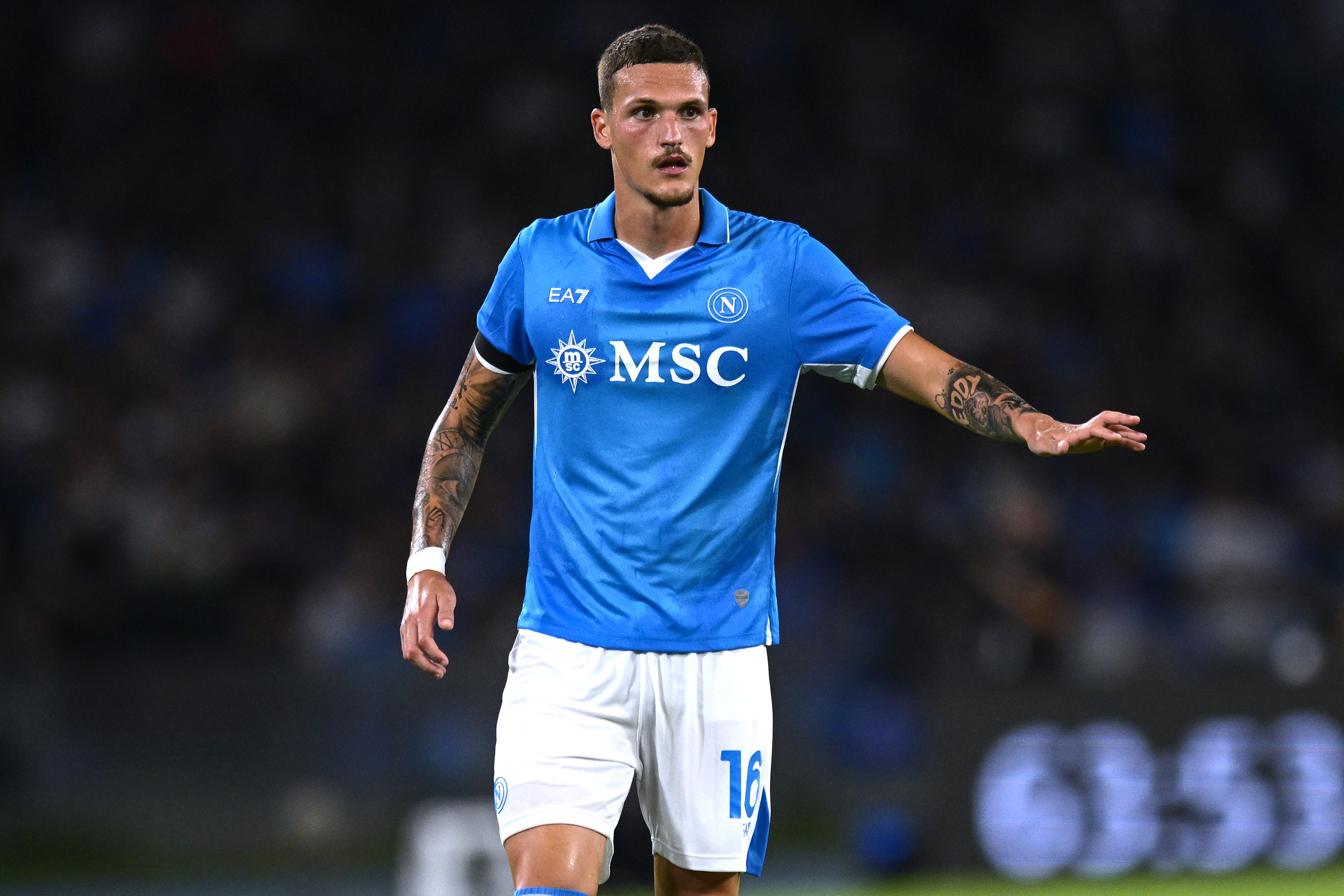 NAPLES, ITALY - SEPTEMBER 26: Rafa Marin of SSC Napoli gestures during the Coppa Italia Frecciarossa match beetween SSC Napoli and Palermo at Stadio Diego Armando Maradona on September 26, 2024 in Naples, Italy. (Photo by Image Photo Agency/Getty Images)