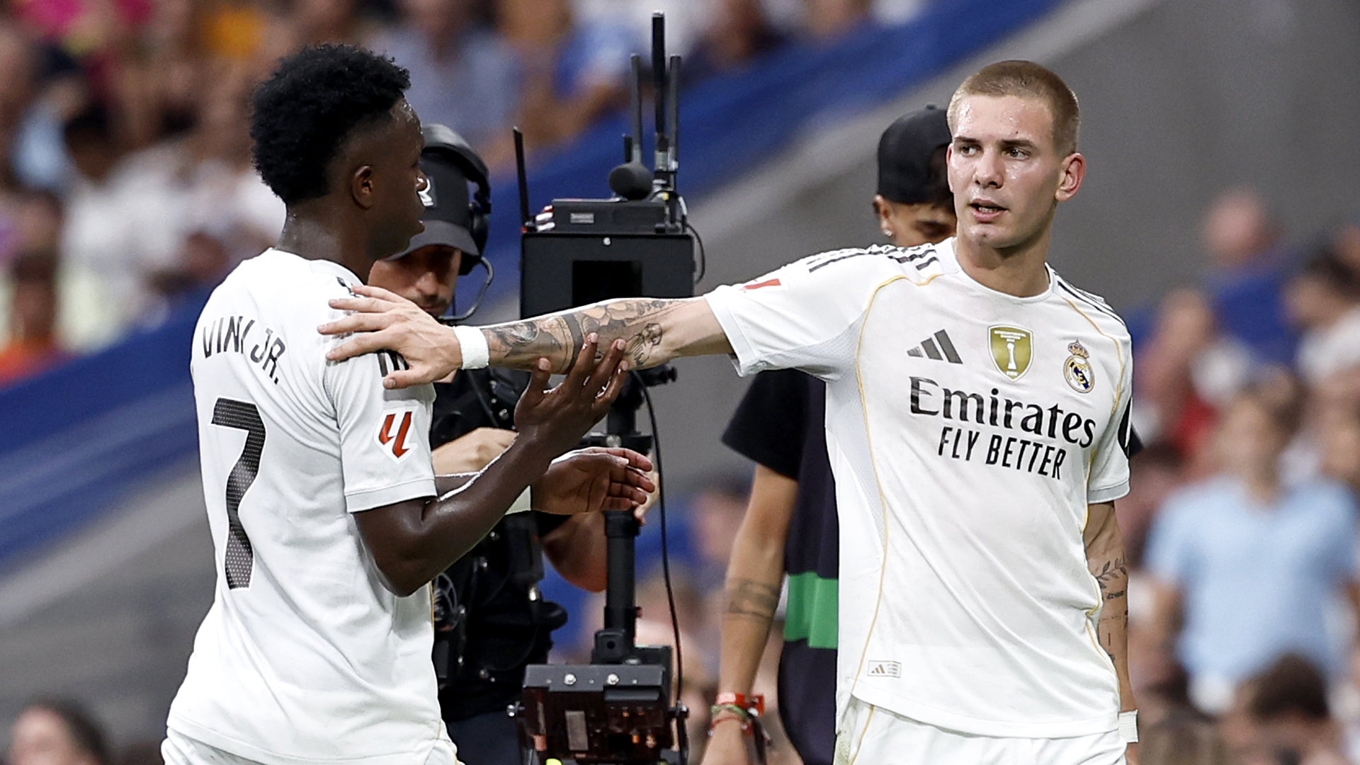 20/09/2025 PARTIDO PRIMERA DIVISION  
REAL MADRID - ESPANYOL 
VINICIUS JR CAMBIO SUSTITUCION FRANCO MASTANTUONO  