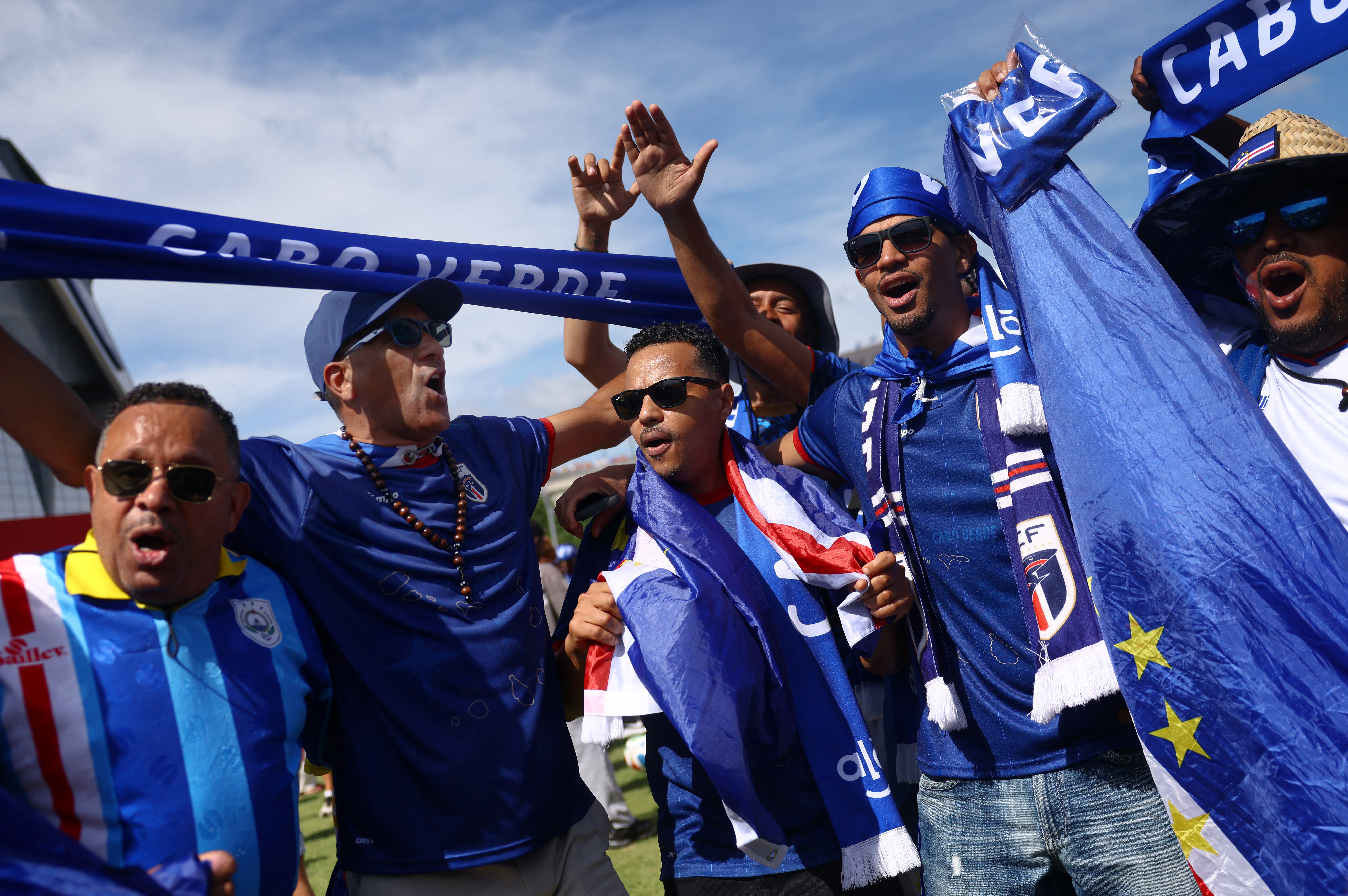 Soccer Football - FIFA World Cup 2026 - Group H - Spain v Cape Verde - Atlanta Stadium, Atlanta, Georgia, U.S. - June 15, 2026 Cape Verde fans outside the stadium before the match REUTERS/Claudia Greco