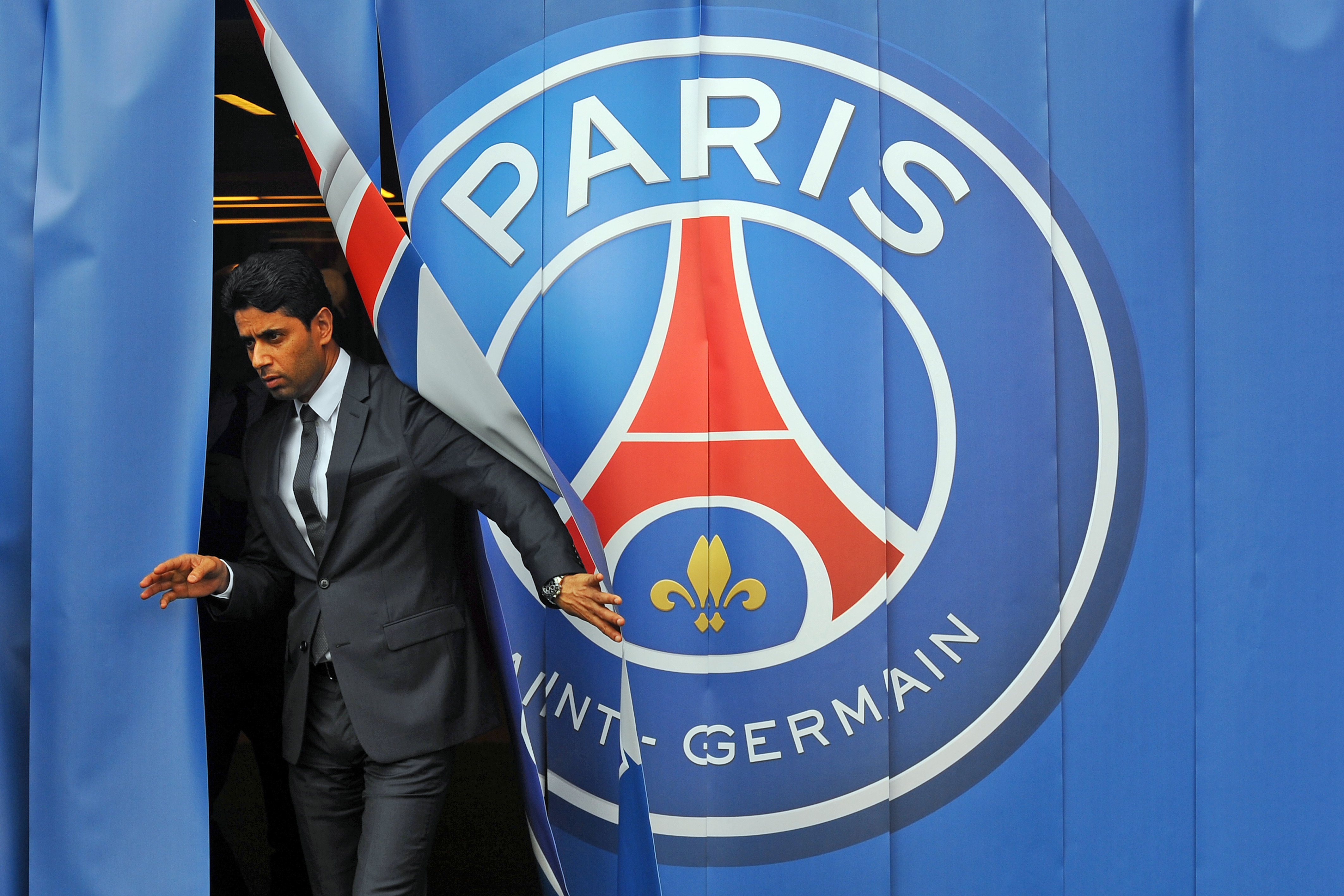 PARIS, FRANCE - JULY 09:  President of Paris Saint Germain Nasser Al-Khelaifi during the Italian Gianluiggi Buffon official presentation after signing for PSG at Parc des Princes on July 9, 2018 in Paris, France.  (Photo by Frederic Stevens/Getty Images)
PUBLICADA 15/02/25 NA MA20 4COL