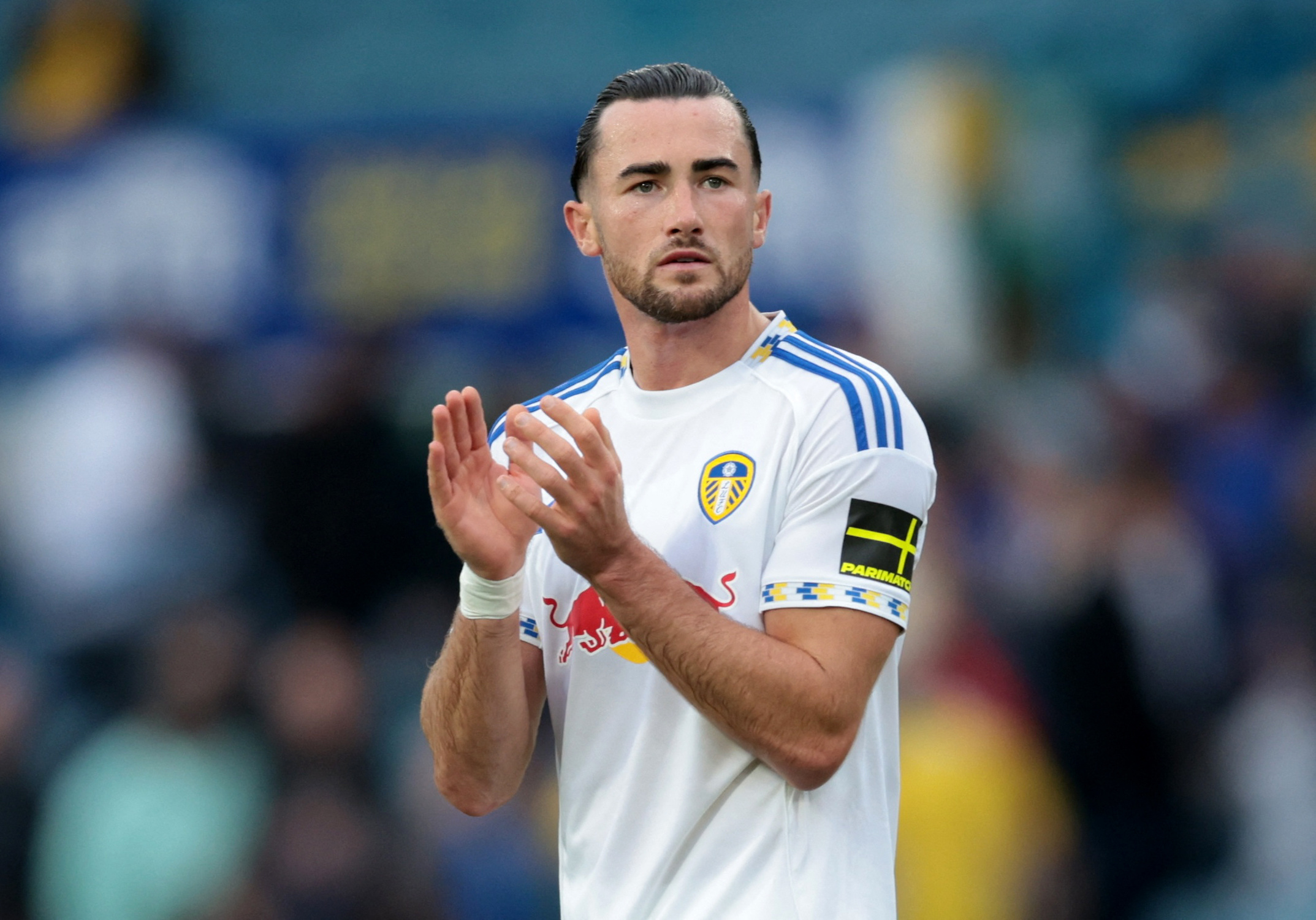 Soccer Football - Premier League - Leeds United v AFC Bournemouth - Elland Road, Leeds, Britain - September 27, 2025 Leeds United's Jack Harrison applauds fans after the match Action Images via Reuters/John Clifton EDITORIAL USE ONLY. NO USE WITH UNAUTHORIZED AUDIO, VIDEO, DATA, FIXTURE LISTS, CLUB/LEAGUE LOGOS OR 'LIVE' SERVICES. ONLINE IN-MATCH USE LIMITED TO 120 IMAGES, NO VIDEO EMULATION. NO USE IN BETTING, GAMES OR SINGLE CLUB/LEAGUE/PLAYER PUBLICATIONS. PLEASE CONTACT YOUR ACCOUNT REPRESENTATIVE FOR FURTHER DETAILS..