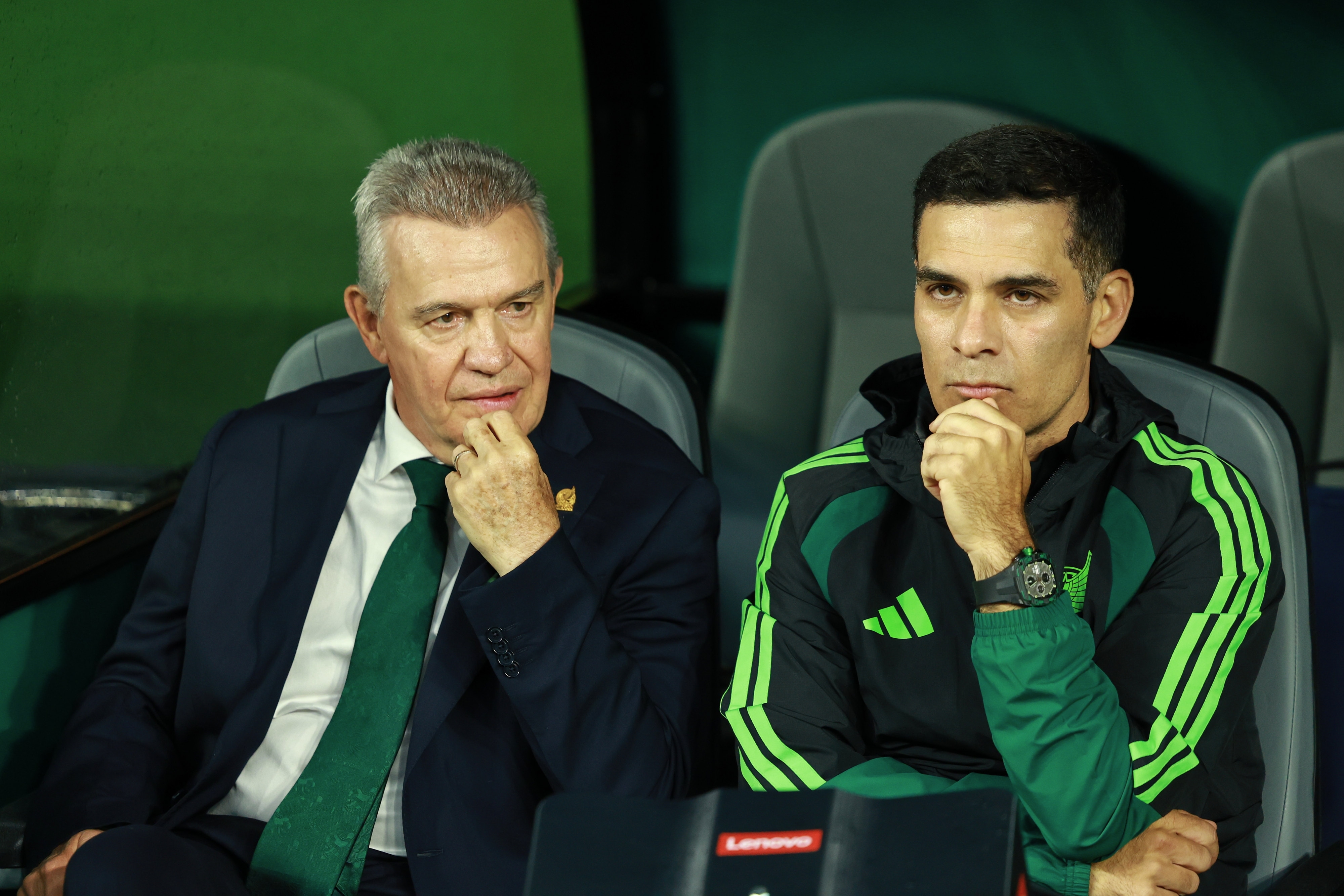 Javier Aguirre head coach and Rafael Marquez Assistant coach of Mexico during the match Mexico (Mexican National Team) vs (and) Ecuador as part of the FIFA World Cup 2026, Round of 32, at Mexico City Stadium, on June 30, 2026, Mexico city, Mexico.