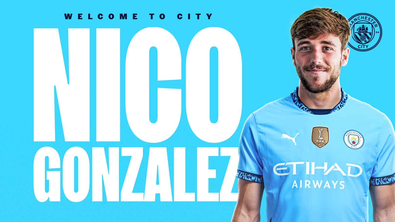 Anuncio del fichaje de Nico González por el Manchester City.