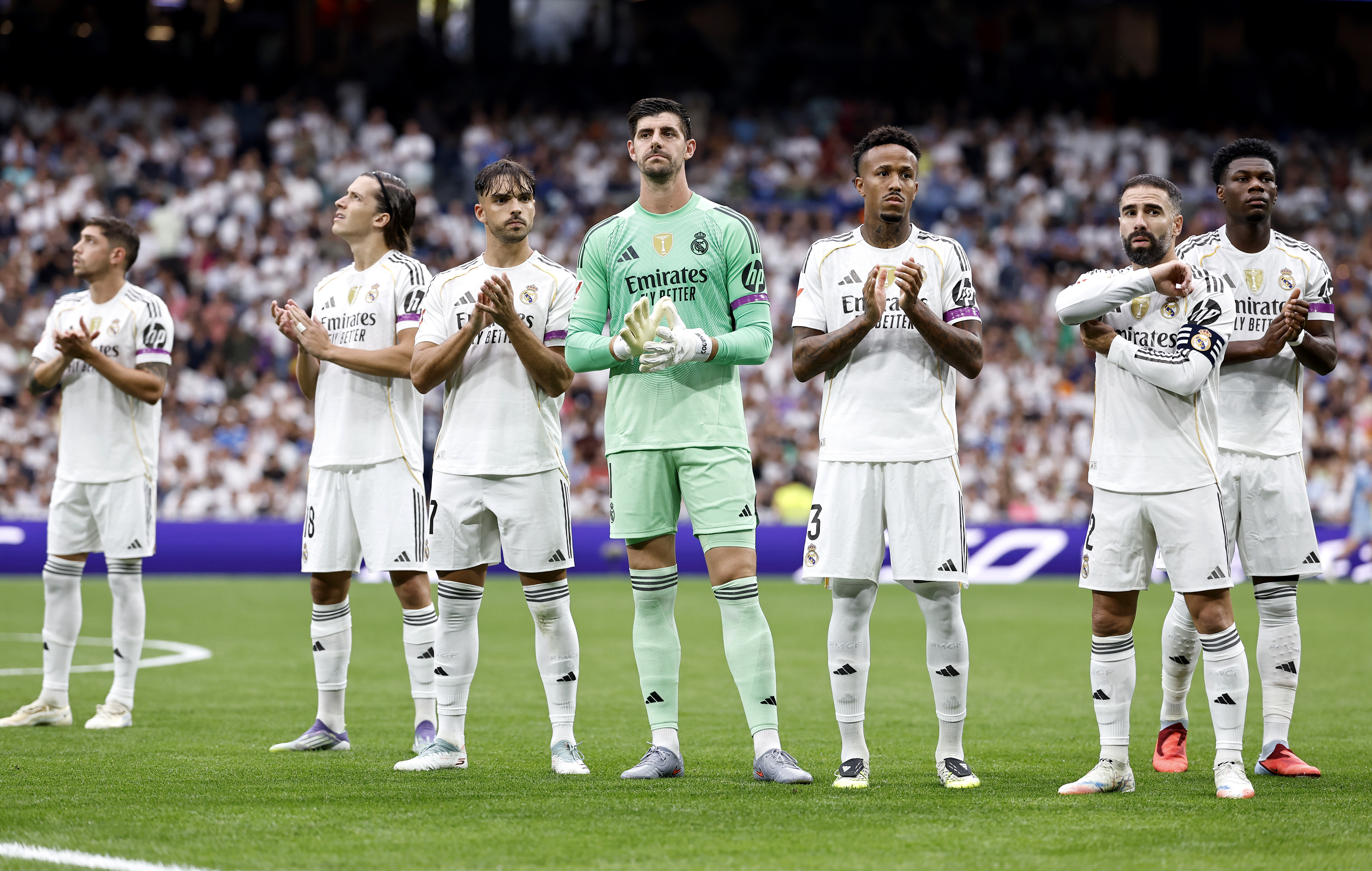 20/09/2025 PARTIDO PRIMERA DIVISION  
REAL MADRID - ESPANYOL 
FEDE VALVERDE ALVARO CARRERAS RAUL ASENCIO THIBAUT COURTOIS EDER MILITAO DANI CARVAJAL AURELIEN TCHOUAMENI 
