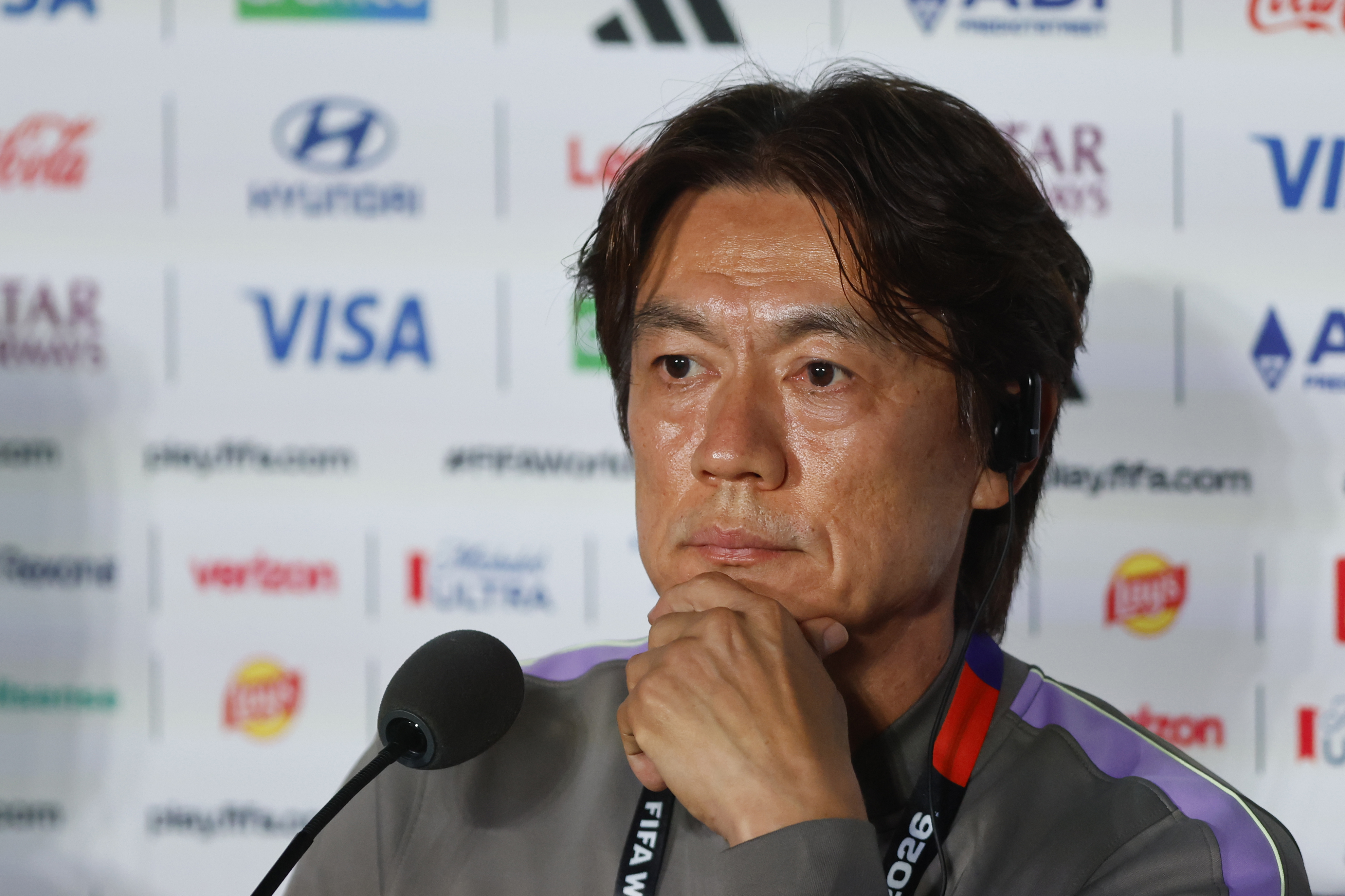 AME501. GUADALAJARA (MÉXICO), 10/06/2026.- El seleccionador de Corea del Sur, Hong Myung-bo, asiste a una rueda de prensa este miércoles, en Guadalajara, (México). EFE/ Francisco Guasco
