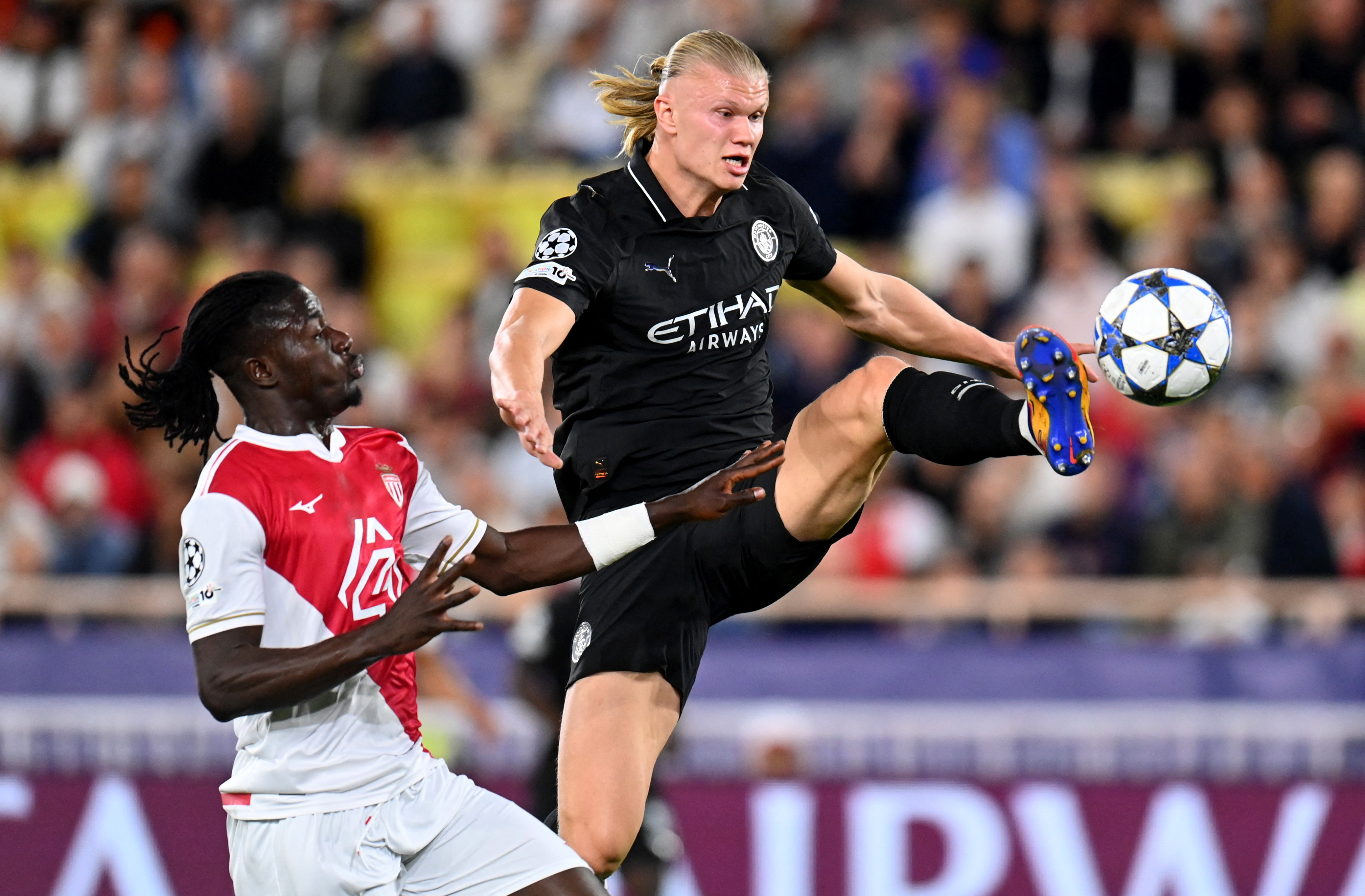 UEFA Champions League: AS Monaco v Manchester City - 01/10/2025 - Manchester City's Erling Haaland scores their first goal