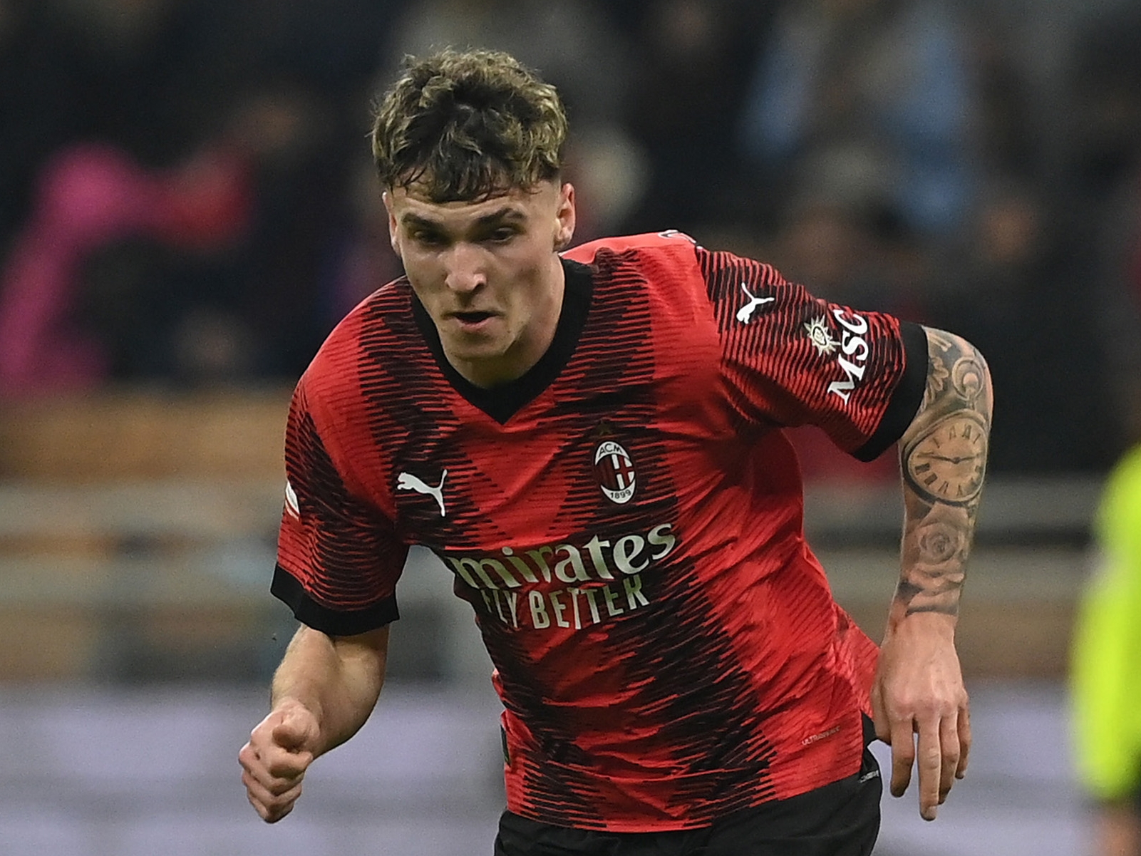 MILAN, ITALY - JANUARY 02: Alejandro Jimenez of AC Milan in action during the Coppa Italia match between AC Milan and Cagliari Calcio on January 02, 2024 in Milan, Italy. (Photo by Claudio Villa/AC Milan via Getty Images)