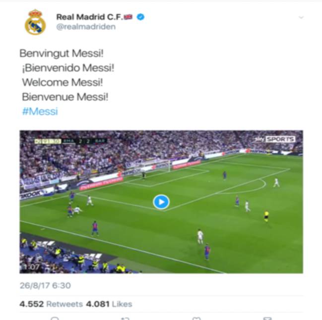 Welcome Messi!' – hacked Real Madrid Twitter account announces