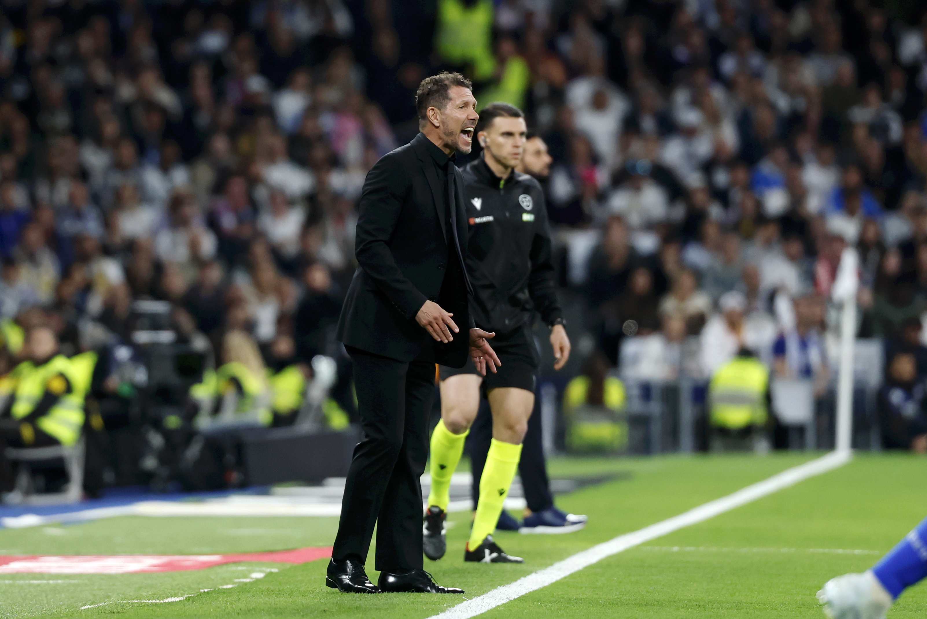 Simeone, en el Real Madrid-Atlético de Liga.