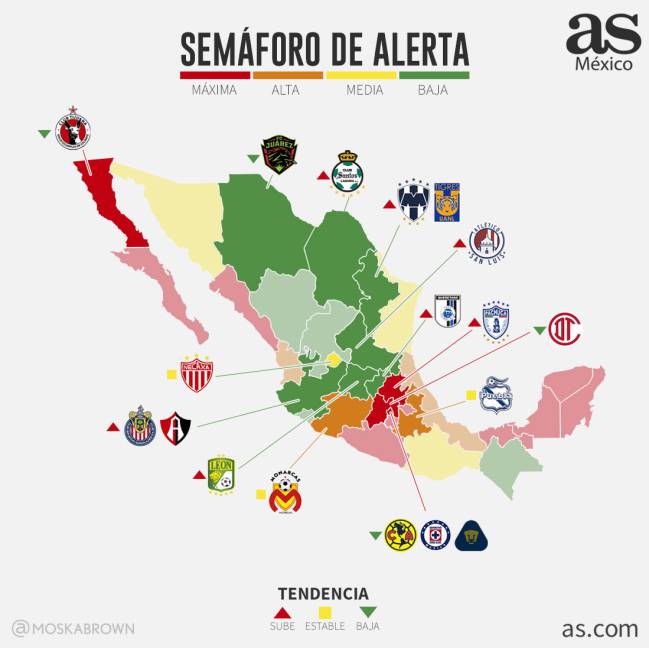 Mapa de el equipo más popular de cada estado en Mexico. : r/LigaMX