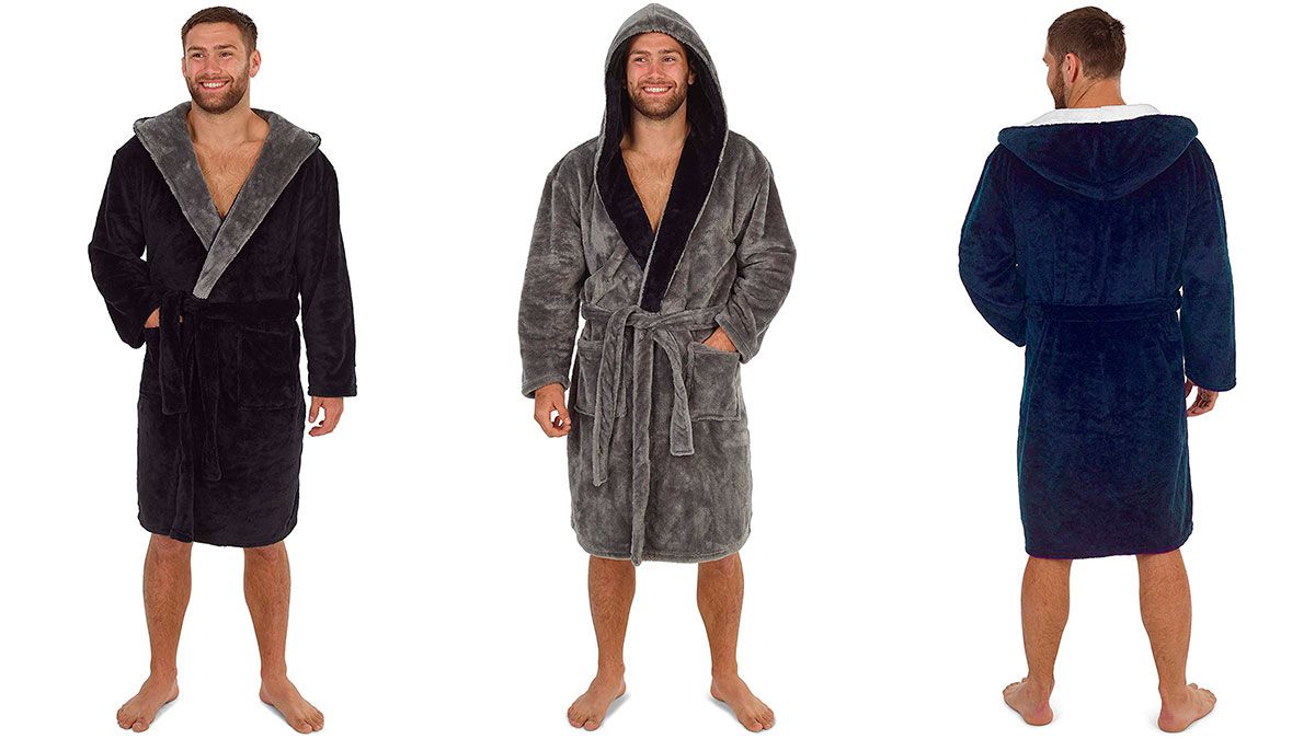 Señores suavemente capucha Bata Bata invierno cálido sauna abrigo casa abrigo