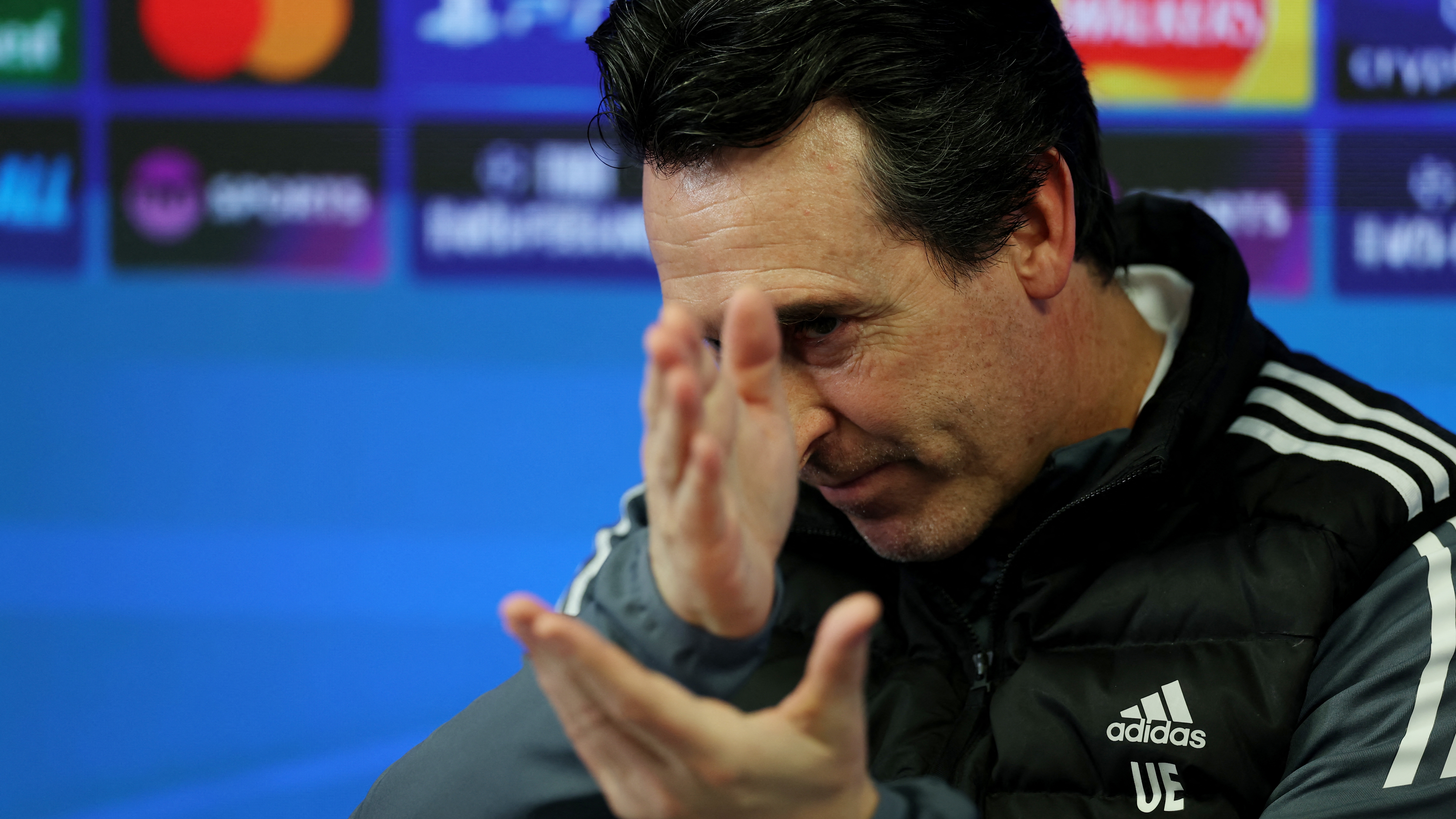 Soccer Football - Champions League - Aston Villa Press Conference - Bodymoor Heath Training Ground, Bodymoor Heath, Britain - January 28, 2025 Aston Villa manager Unai Emery during the press conference Action Images via Reuters/Paul Childs