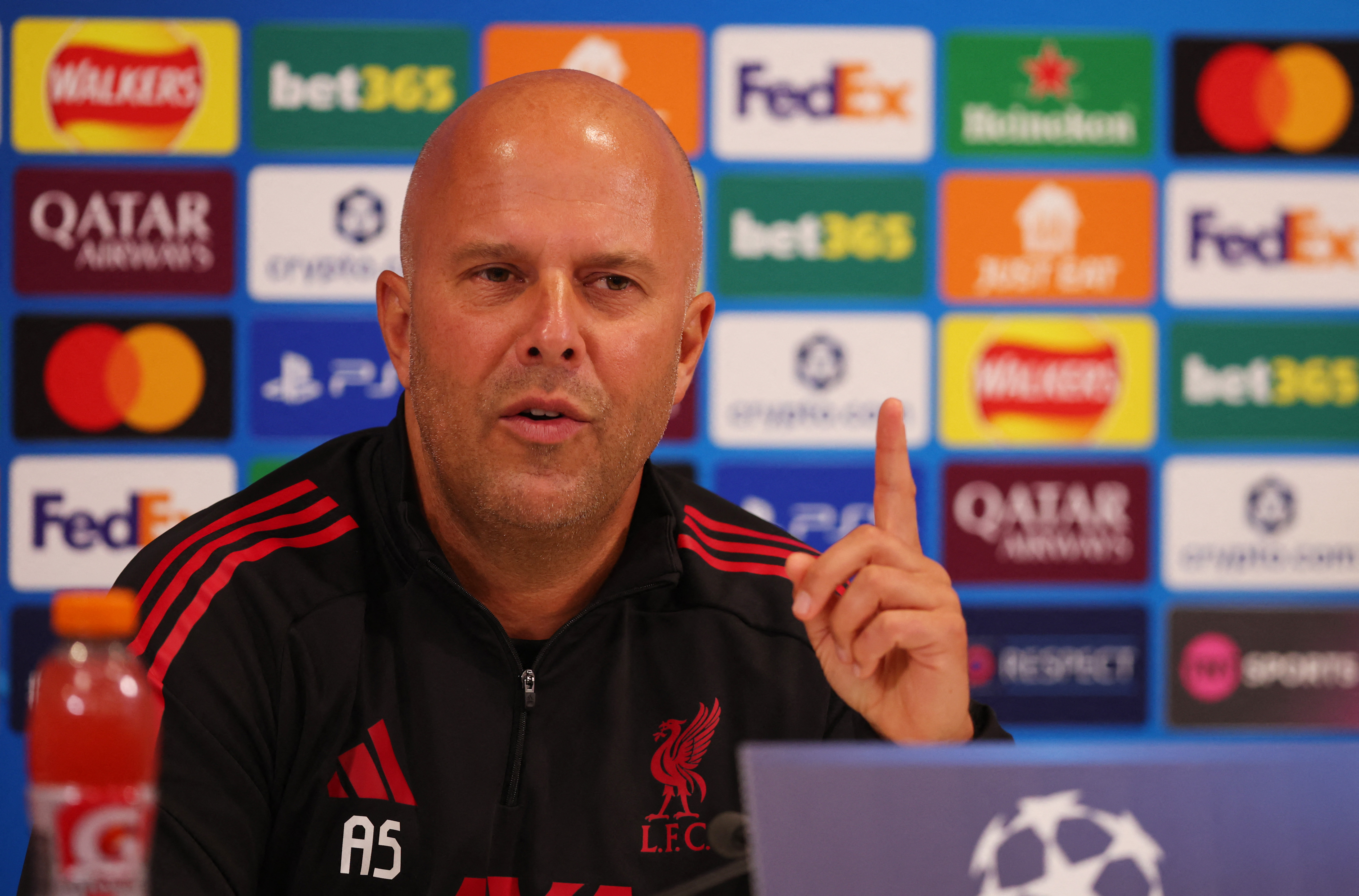 Soccer Football - UEFA Champions League - Liverpool Press Conference - Anfield, Liverpool, Britain - September 16, 2025  Liverpool manager Arne Slot during the press conference Action Images via Reuters/Craig Brough