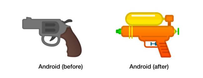 Cambio radical Emoji Google modifica el rev lver por una pistola