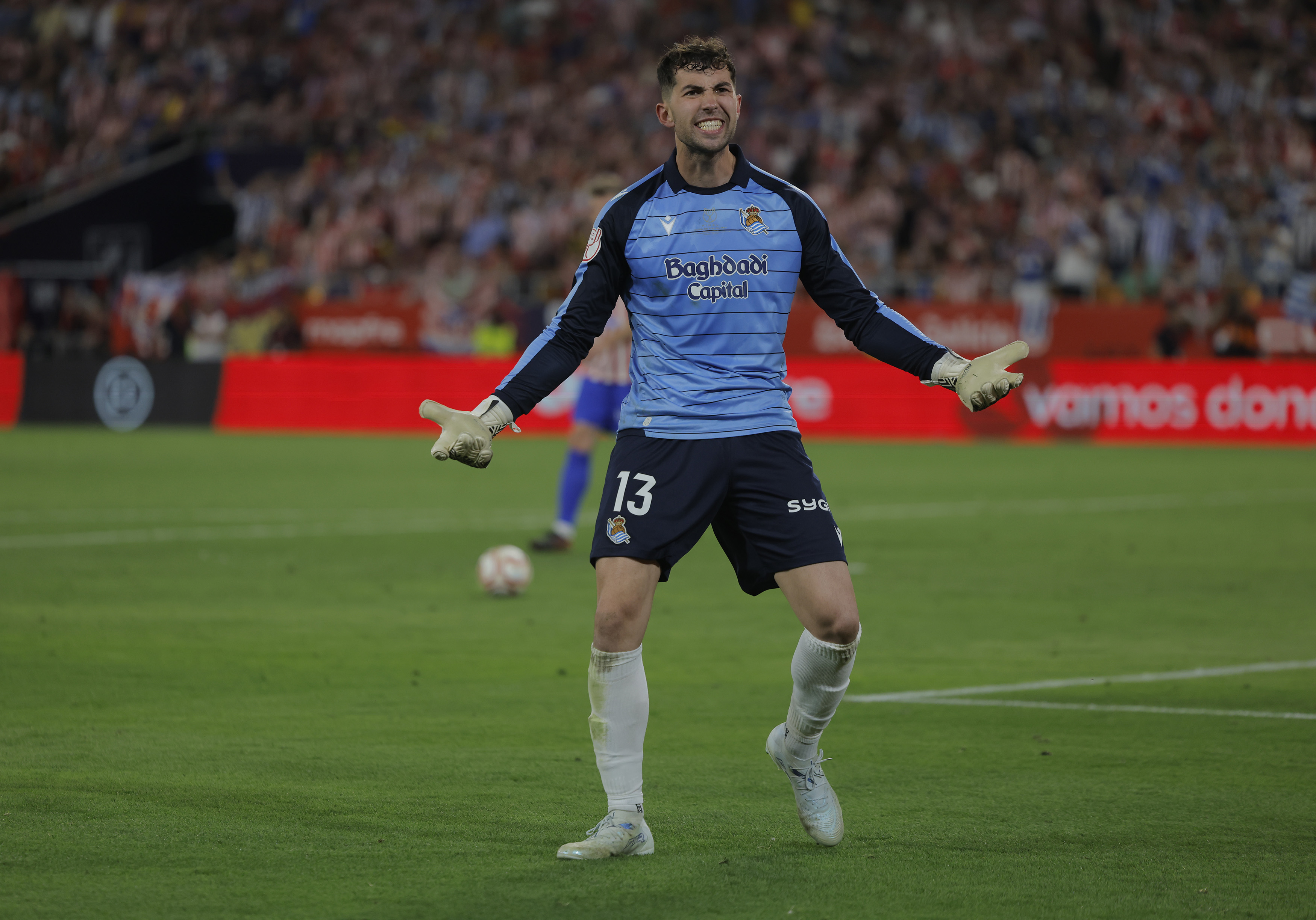 Marrero celebra durante la final de la Copa del Rey contra el Atlético de Madrid.