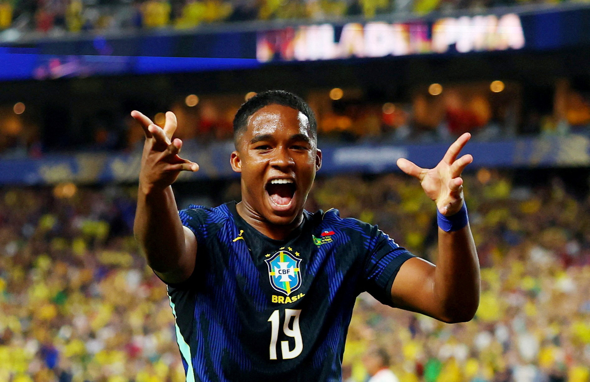 Soccer Football - FIFA World Cup 2026 - Group C - Brazil v Haiti - Philadelphia Stadium, Philadelphia, Pennsylvania, U.S. - June 19, 2026 Brazil's Endrick celebrates scoring a goal that was later disallowed REUTERS/Mike Segar     TPX IMAGES OF THE DAY