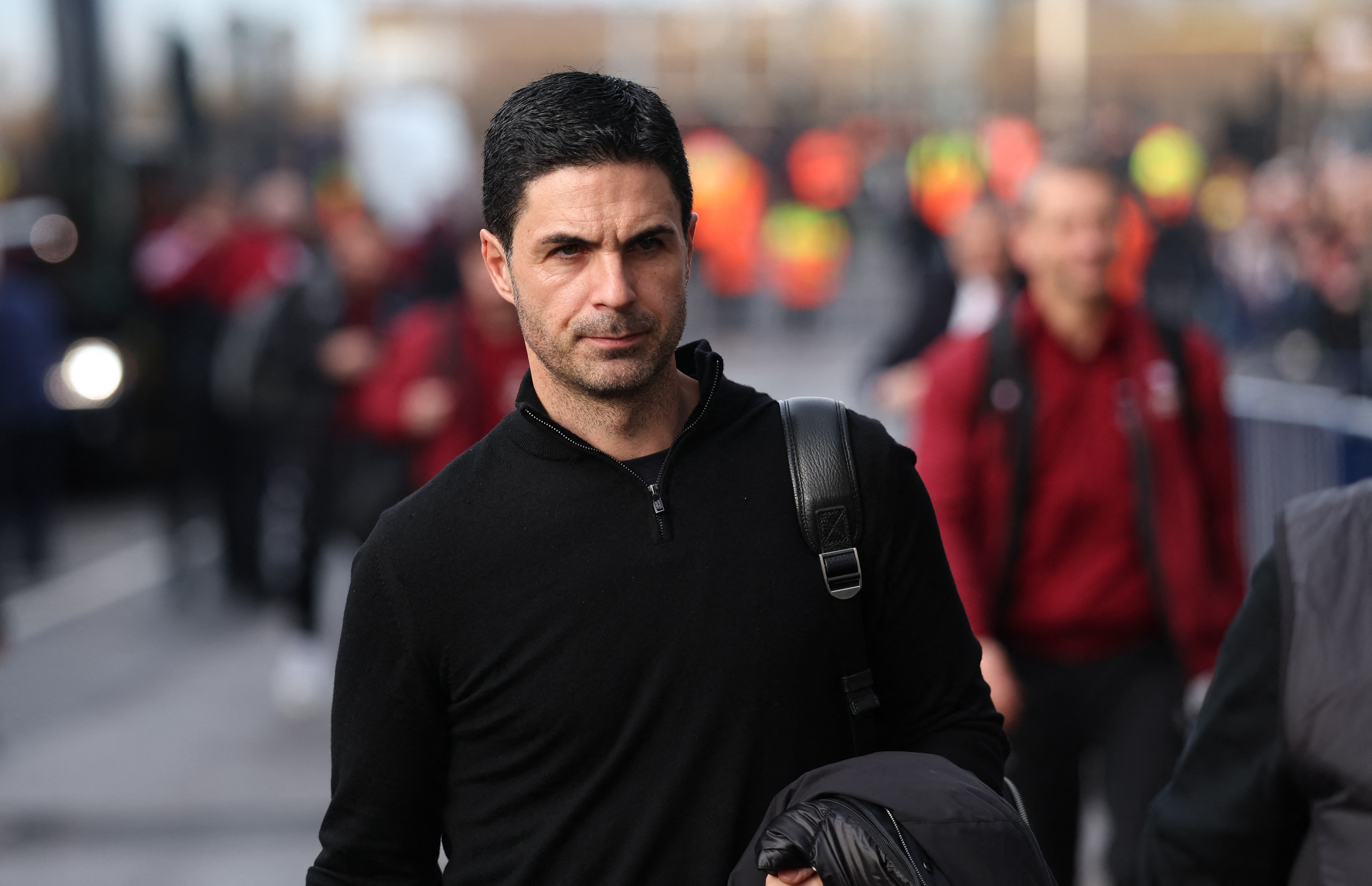 Soccer Football - Premier League - Leeds United v Arsenal - Elland Road, Leeds, Britain - January 31, 2026 Arsenal manager Mikel Arteta arrives at the stadium before the match REUTERS/Scott Heppell EDITORIAL USE ONLY. NO USE WITH UNAUTHORIZED AUDIO, VIDEO, DATA, FIXTURE LISTS, CLUB/LEAGUE LOGOS OR 'LIVE' SERVICES. ONLINE IN-MATCH USE LIMITED TO 120 IMAGES, NO VIDEO EMULATION. NO USE IN BETTING, GAMES OR SINGLE CLUB/LEAGUE/PLAYER PUBLICATIONS. PLEASE CONTACT YOUR ACCOUNT REPRESENTATIVE FOR FURTHER DETAILS..