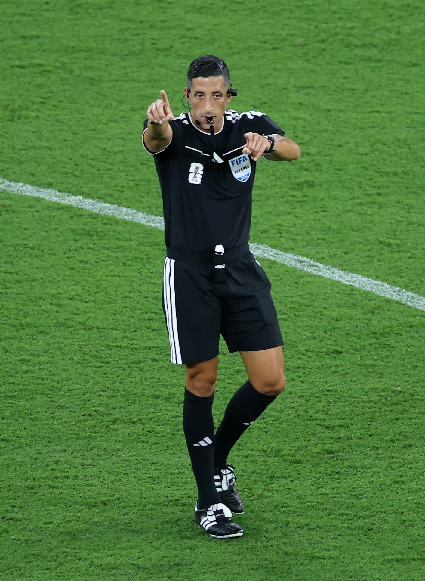 Soccer Football - FIFA World Cup 2026 - Group F - Sweden v Tunisia - Estadio Monterrey, Monterrey, Mexico - June 14, 2026 Referee Yael Falcon Perez calls for the hydration break REUTERS/Raquel Cunha
