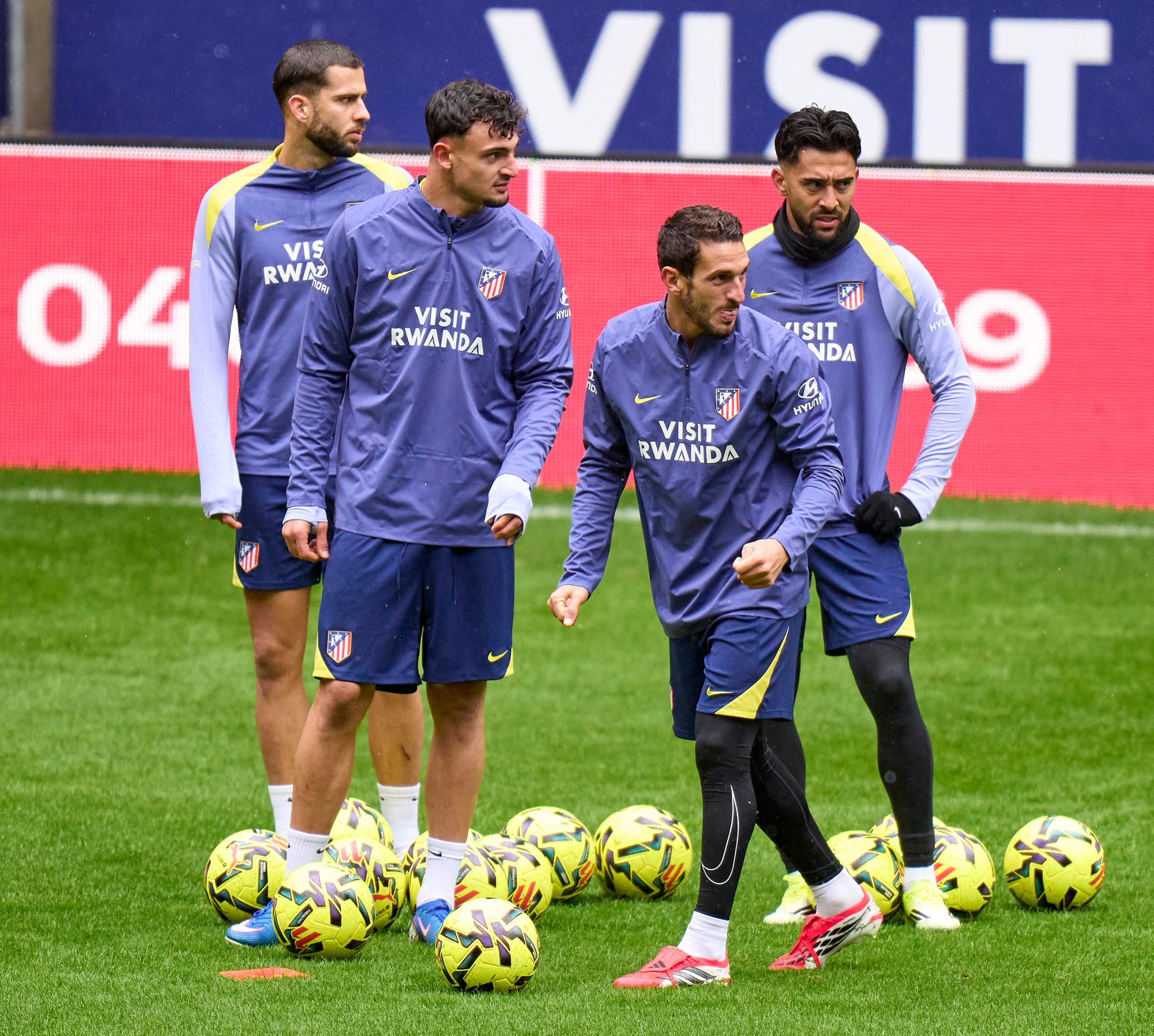 Koke, al frente en la sesión del Atlético en el Metropolitano.