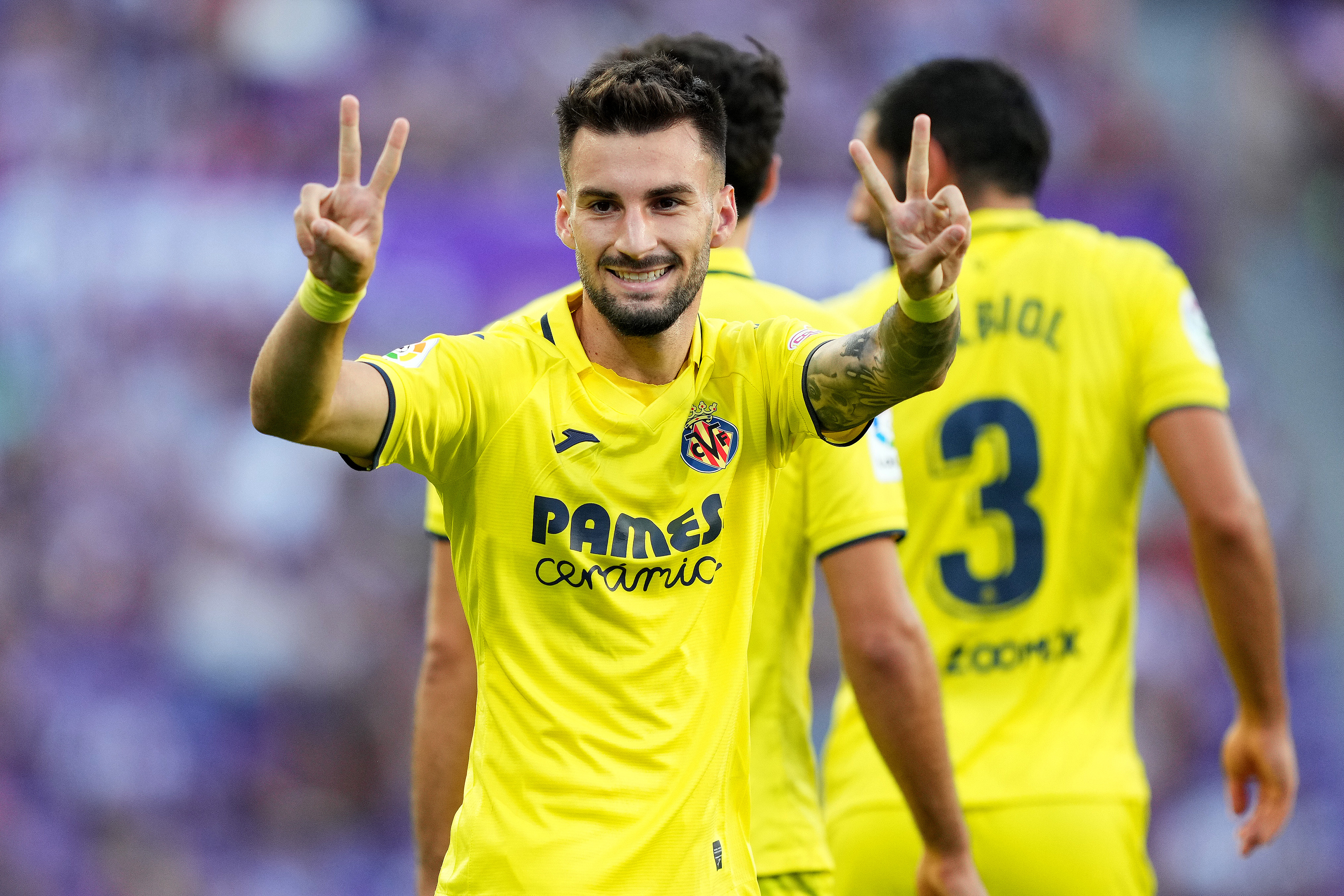 VALLADOLID, SPAIN - AUGUST 13: Alex Baena of Villareal CF celebrates after scoring their sides second goal during the LaLiga Santander match between Real Valladolid CF and Villarreal CF at Estadio Municipal Jose Zorrilla on August 13, 2022 in Valladolid, Spain. (Photo by Juan Manuel Serrano Arce/Getty Images)
PUBLICADA 15/08/22 NA MA10 2COL