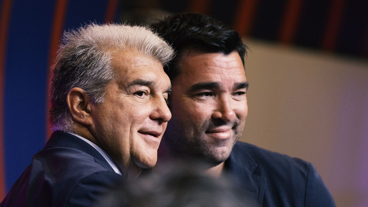 El presidente del Barça, Joan Laporta, y el director deportivo del club, Deco.