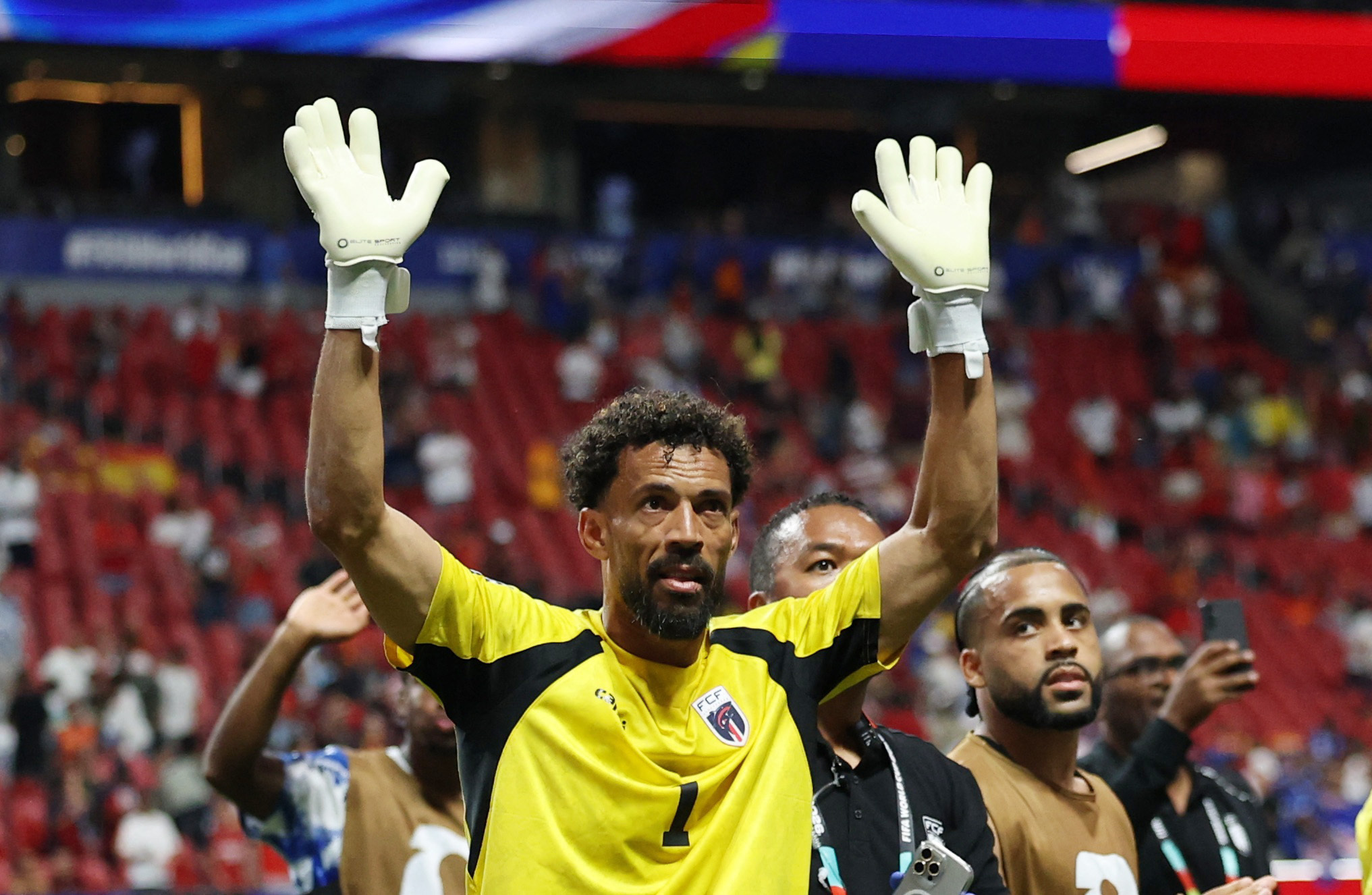Soccer Football - FIFA World Cup 2026 - Group H - Spain v Cape Verde - Atlanta Stadium, Atlanta, Georgia, U.S. - June 15, 2026 Cape Verde's Vozinha celebrates after the match REUTERS/Siphiwe Sibeko