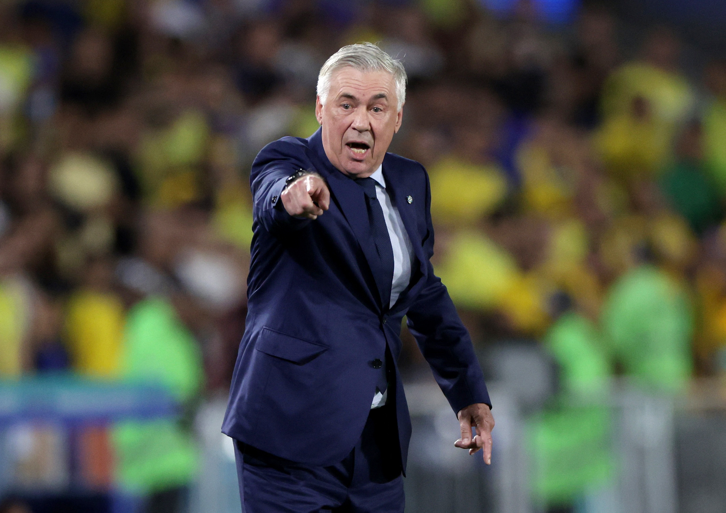 Soccer Football - World Cup - CONMEBOL Qualifiers - Brazil v Chile - Estadio Maracana, Rio de Janeiro, Brazil - September 4, 2025 Brazil coach Carlo Ancelotti reacts REUTERS/Ricardo Moraes