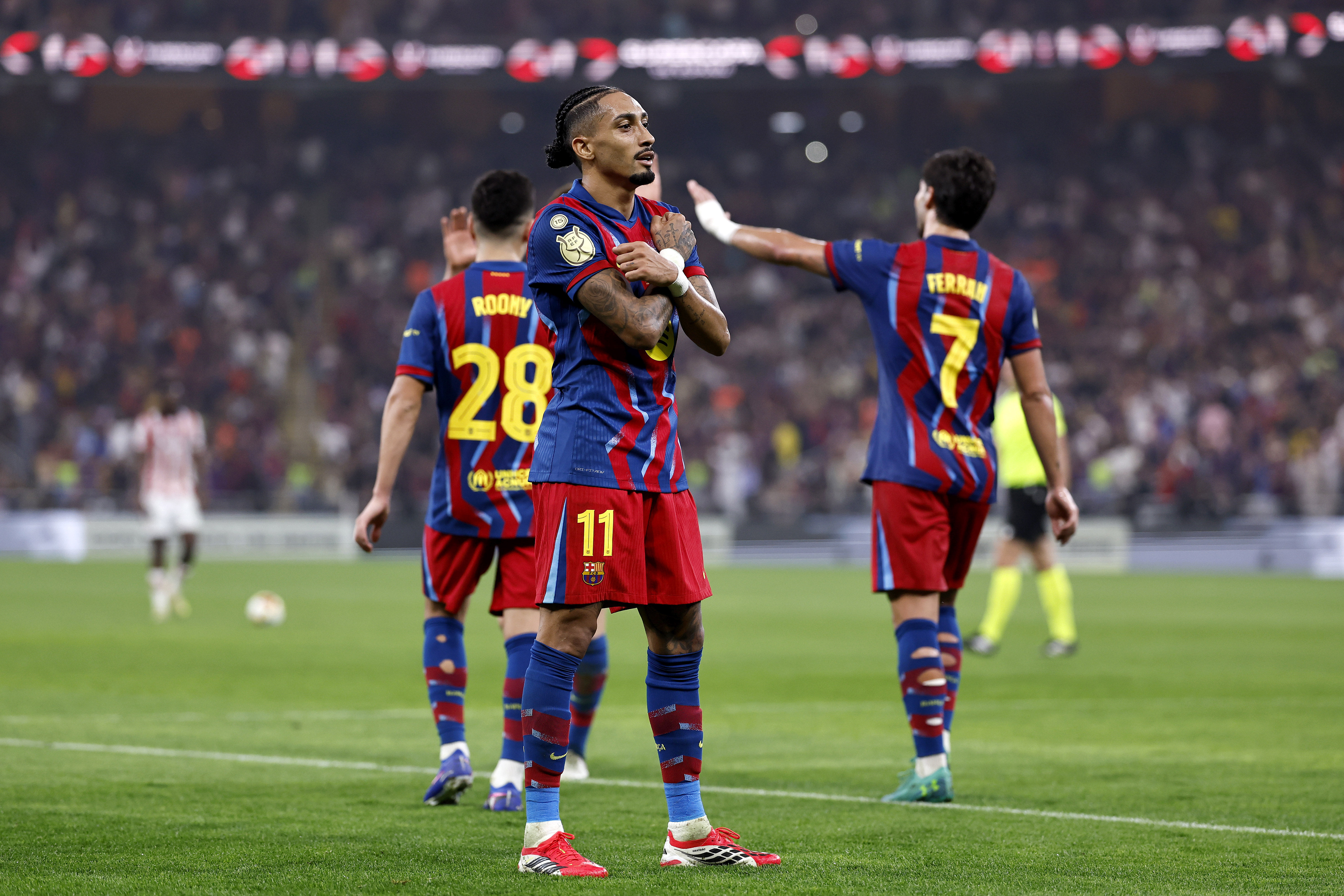 07/01/26 PARTIDO SUPERCOPA DE ESPAÑA 2026 JEDDAH ARABAIA SAUDI SEMIFINAL 
BARCELONA - ATHLETIC DE BILBAO 
CUARTO GOL RAPHINHA 4-0 ALEGRIA