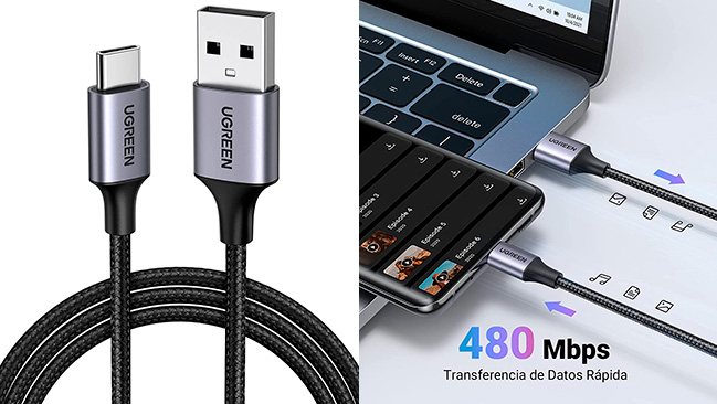 UGREEN-Cable USB tipo C de carga rápida para móvil, Cable de datos