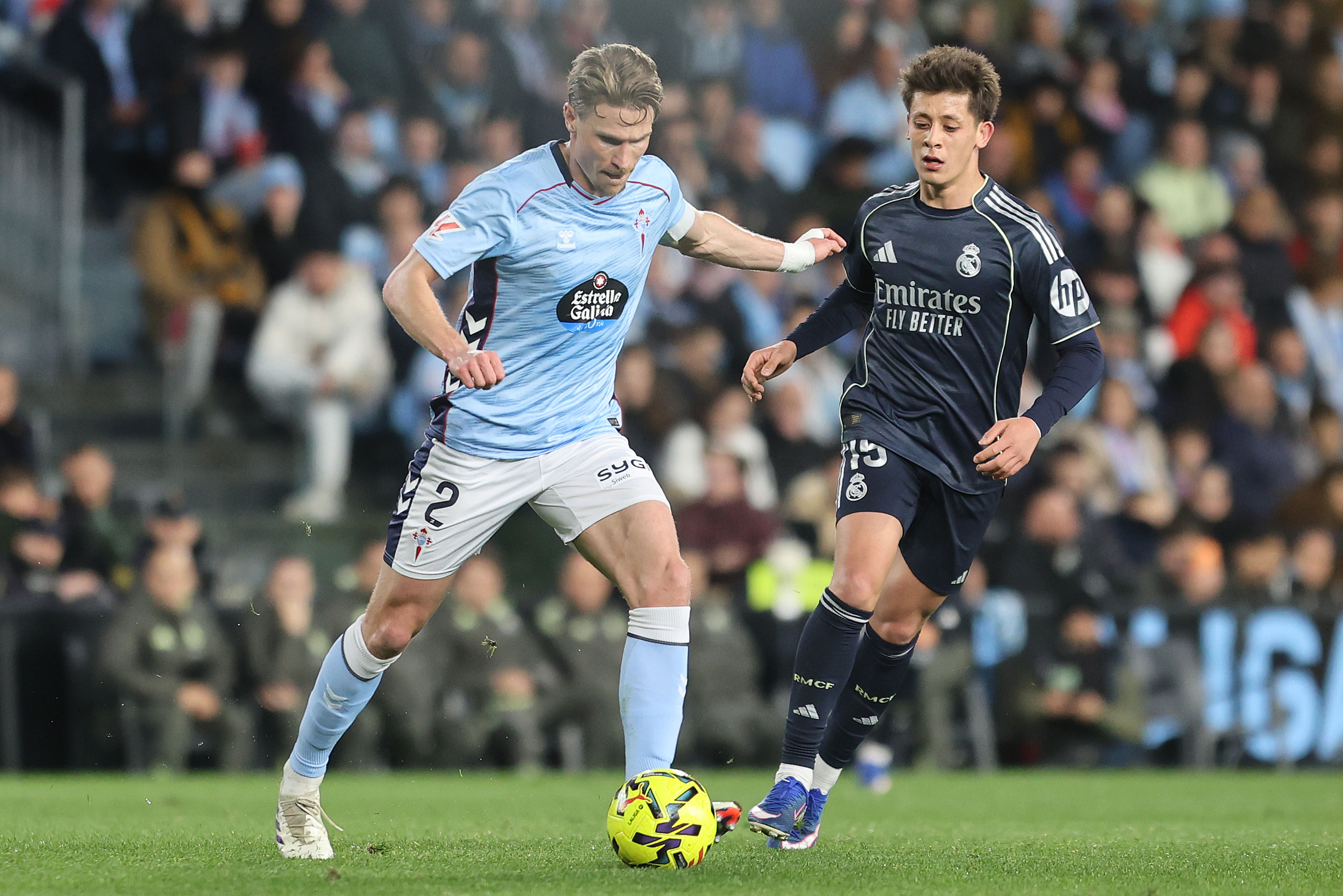 Arda Güler and Carl Starfelt Real Madrid and Celta Vigo