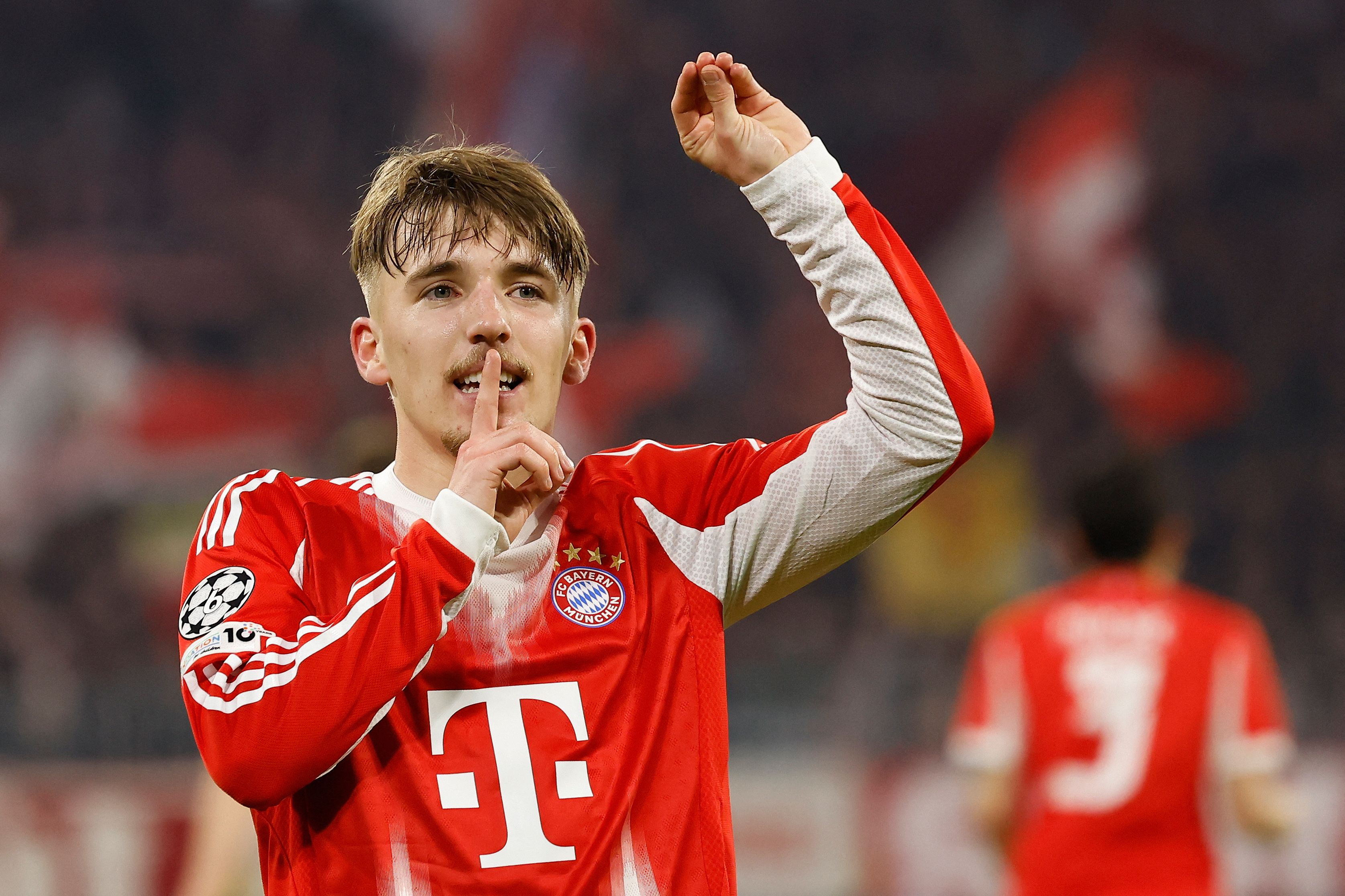 Bayern Munich's German midfielder #42 Lennart Karl 