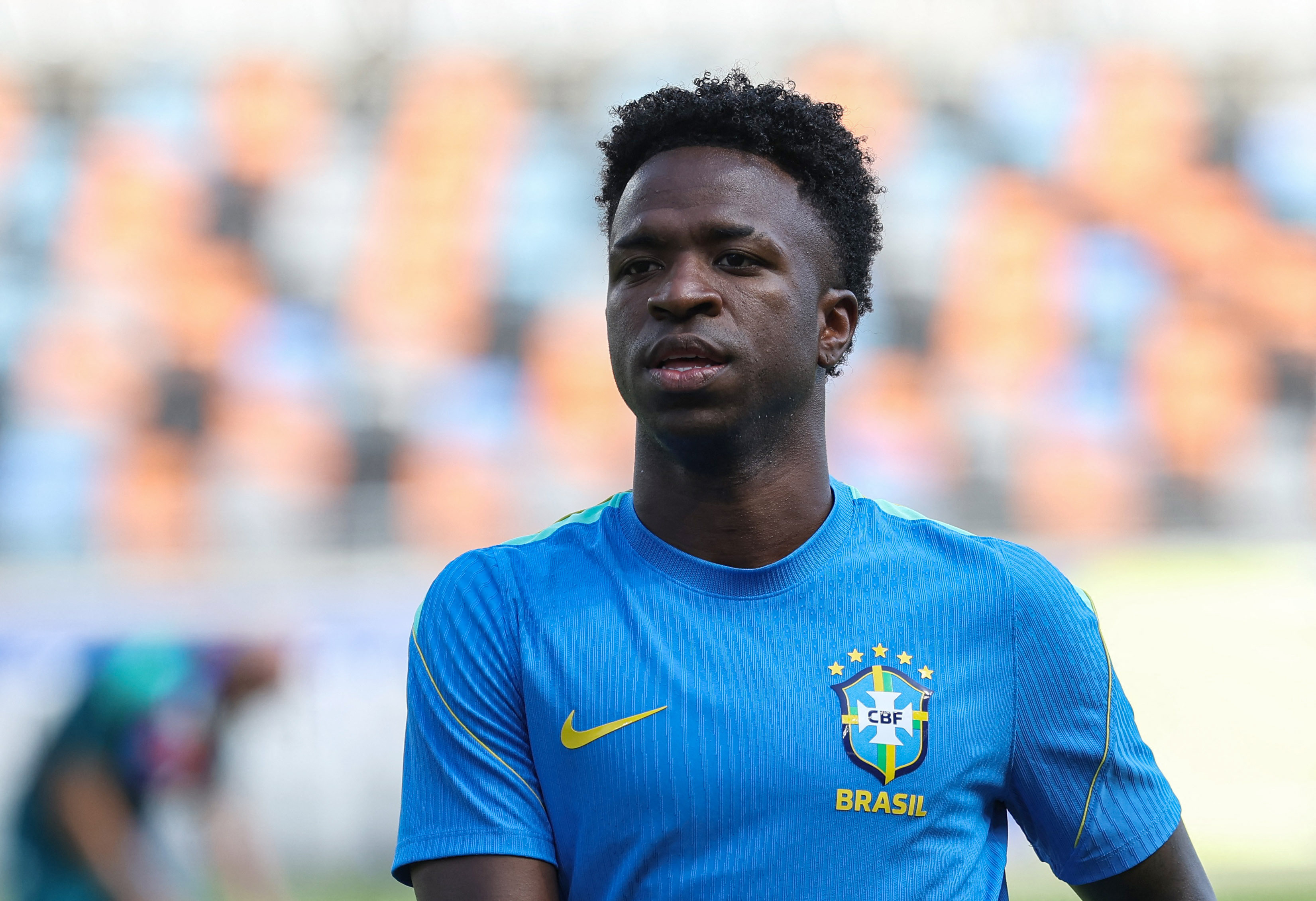 Soccer Football - FIFA World Cup 2026 - Brazil Training - Houston Dash & Dynamo Stadium, Houston, Texas, U.S. - June 28, 2026 Brazil's Vinicius Junior during training IMAGN IMAGES via Reuters/Troy Taormina